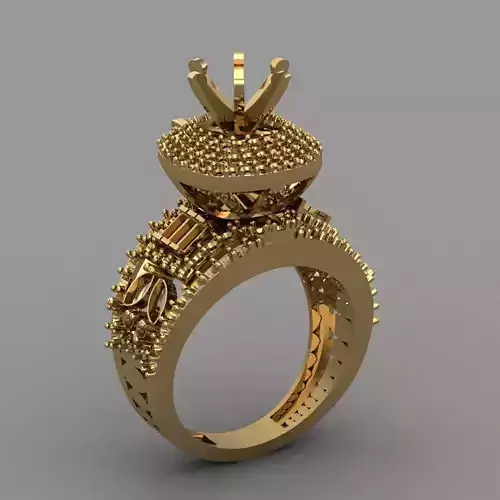 Diamond Ring For Women 3D Print Model