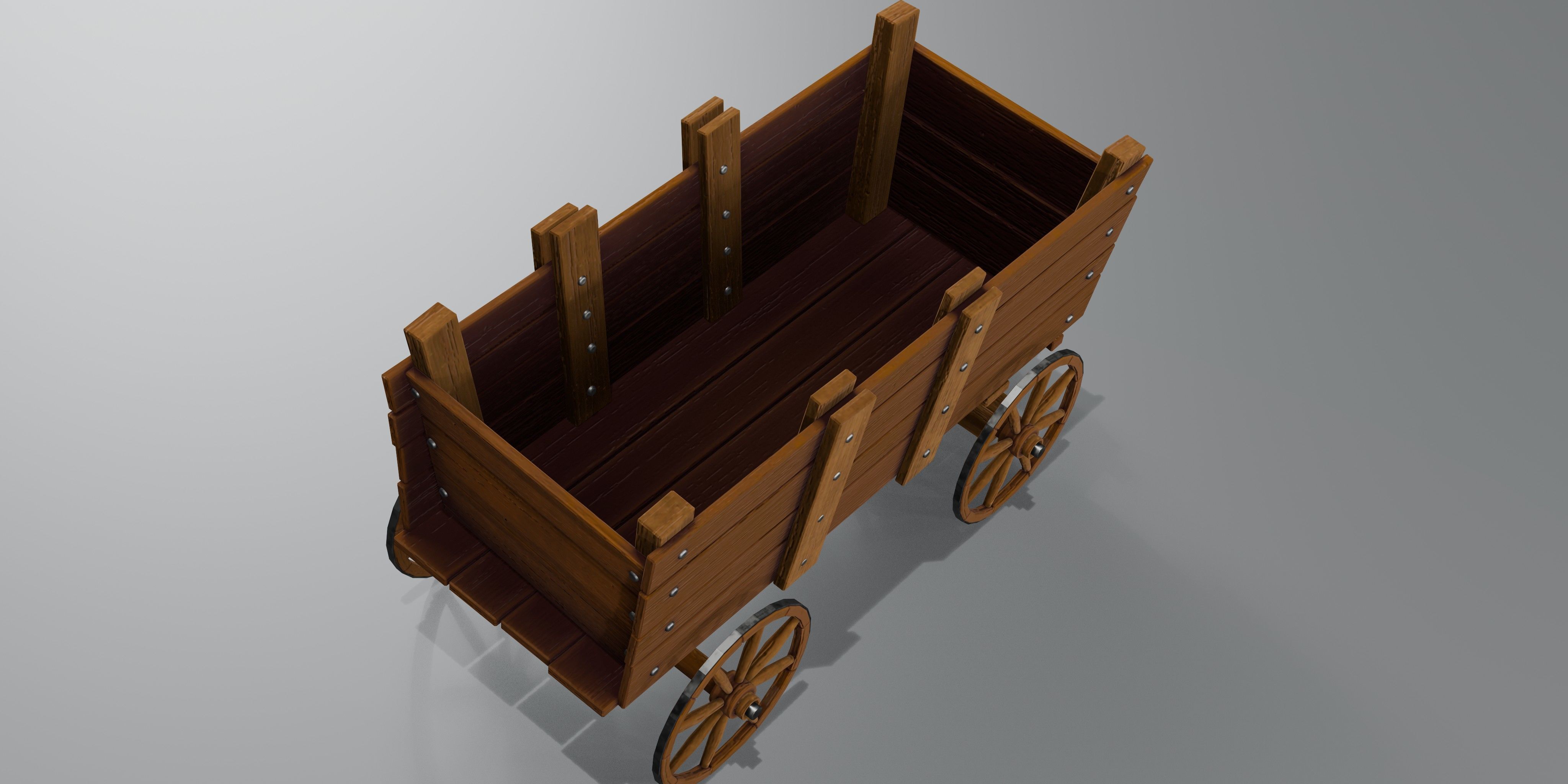 Wooden Stylized Carts Low-poly 3D model_9