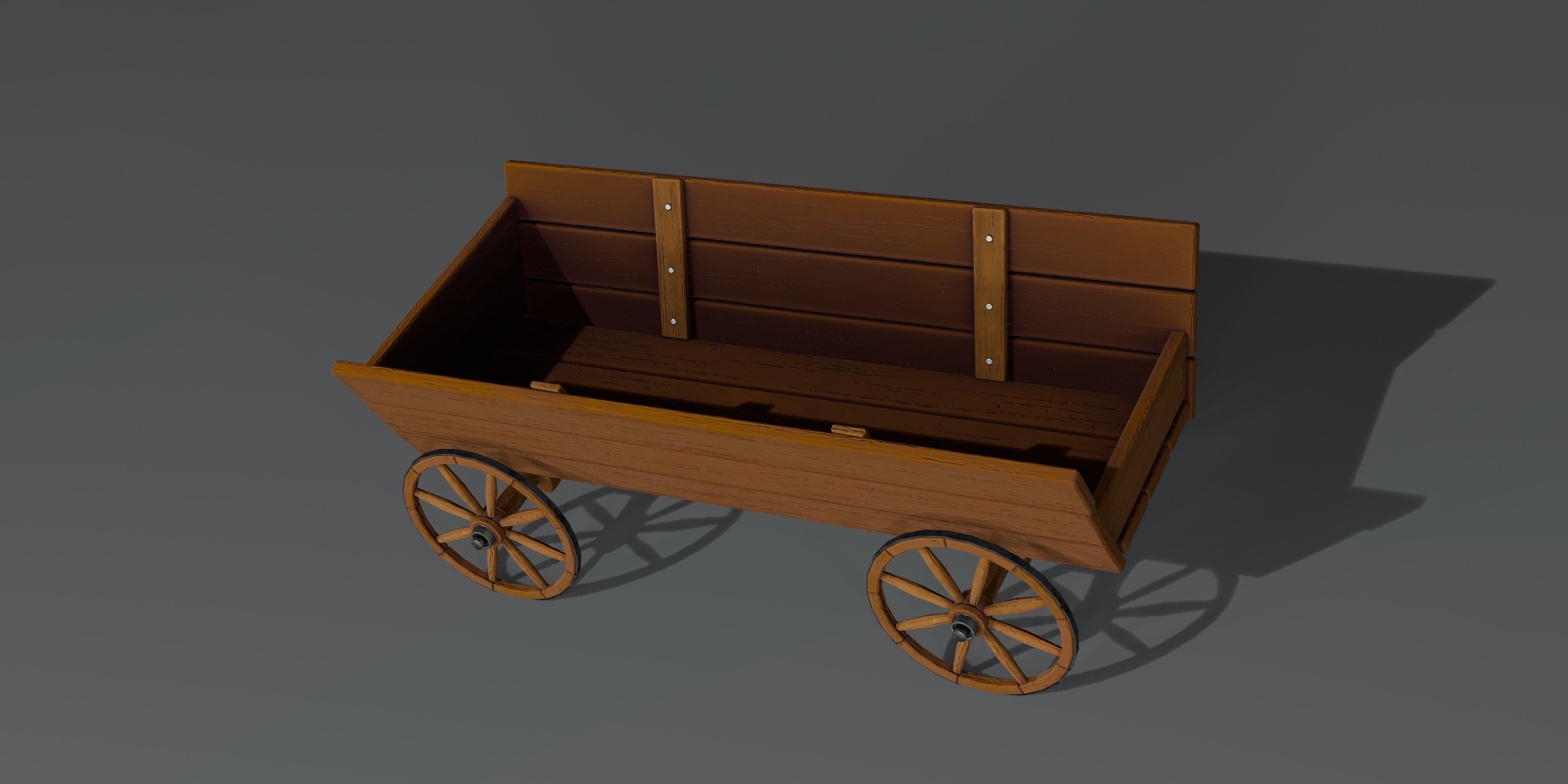 Wooden Stylized Carts Low-poly 3D model_2