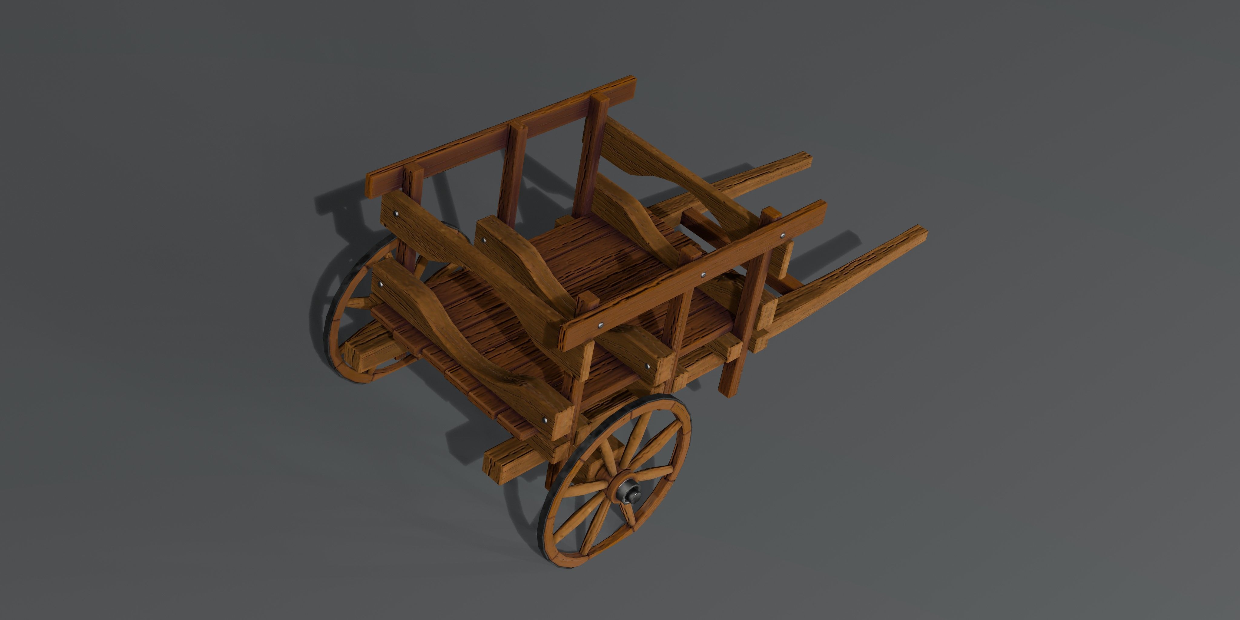 Wooden Stylized Carts Low-poly 3D model_4