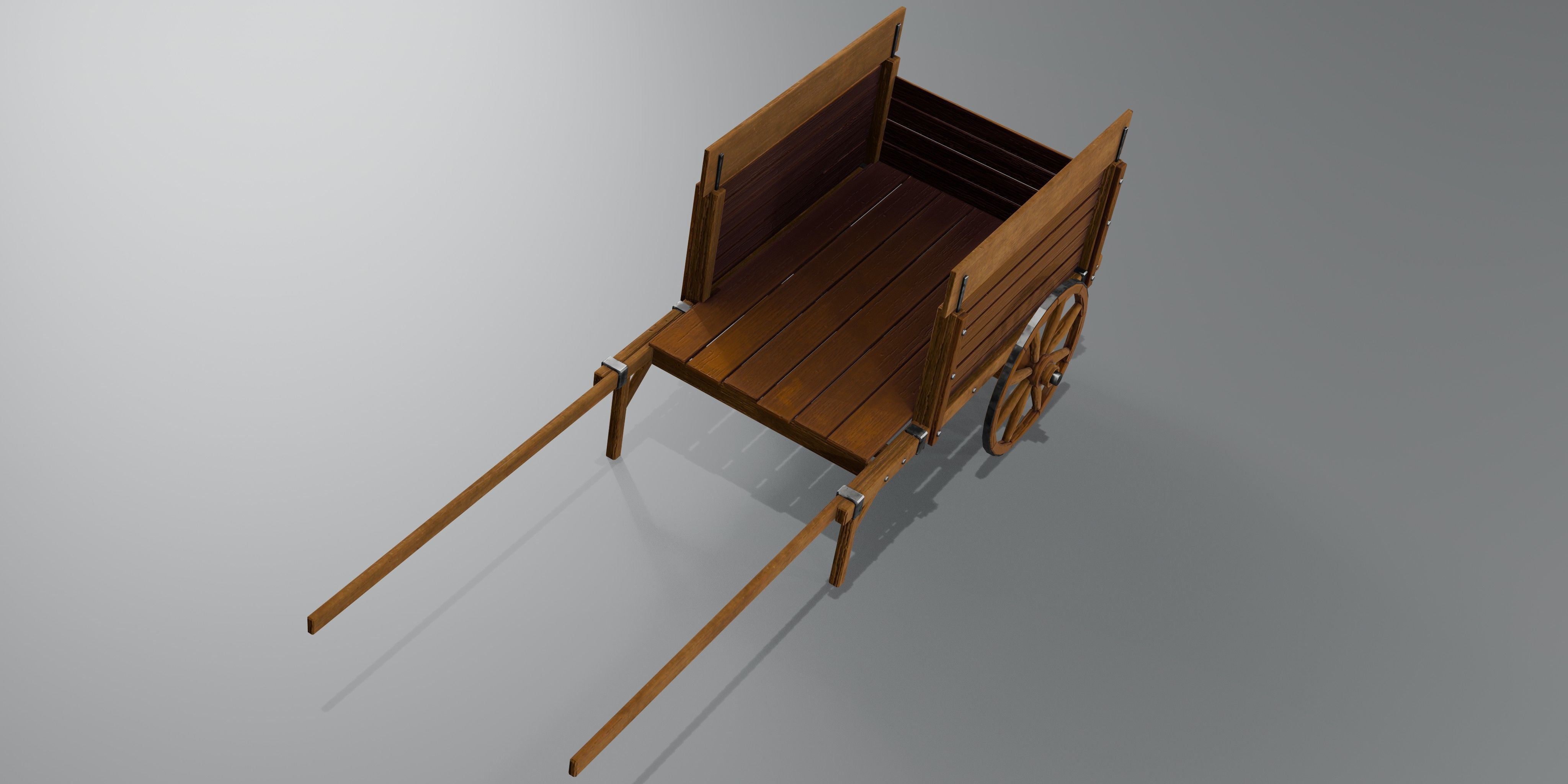 Wooden Stylized Carts Low-poly 3D model_7