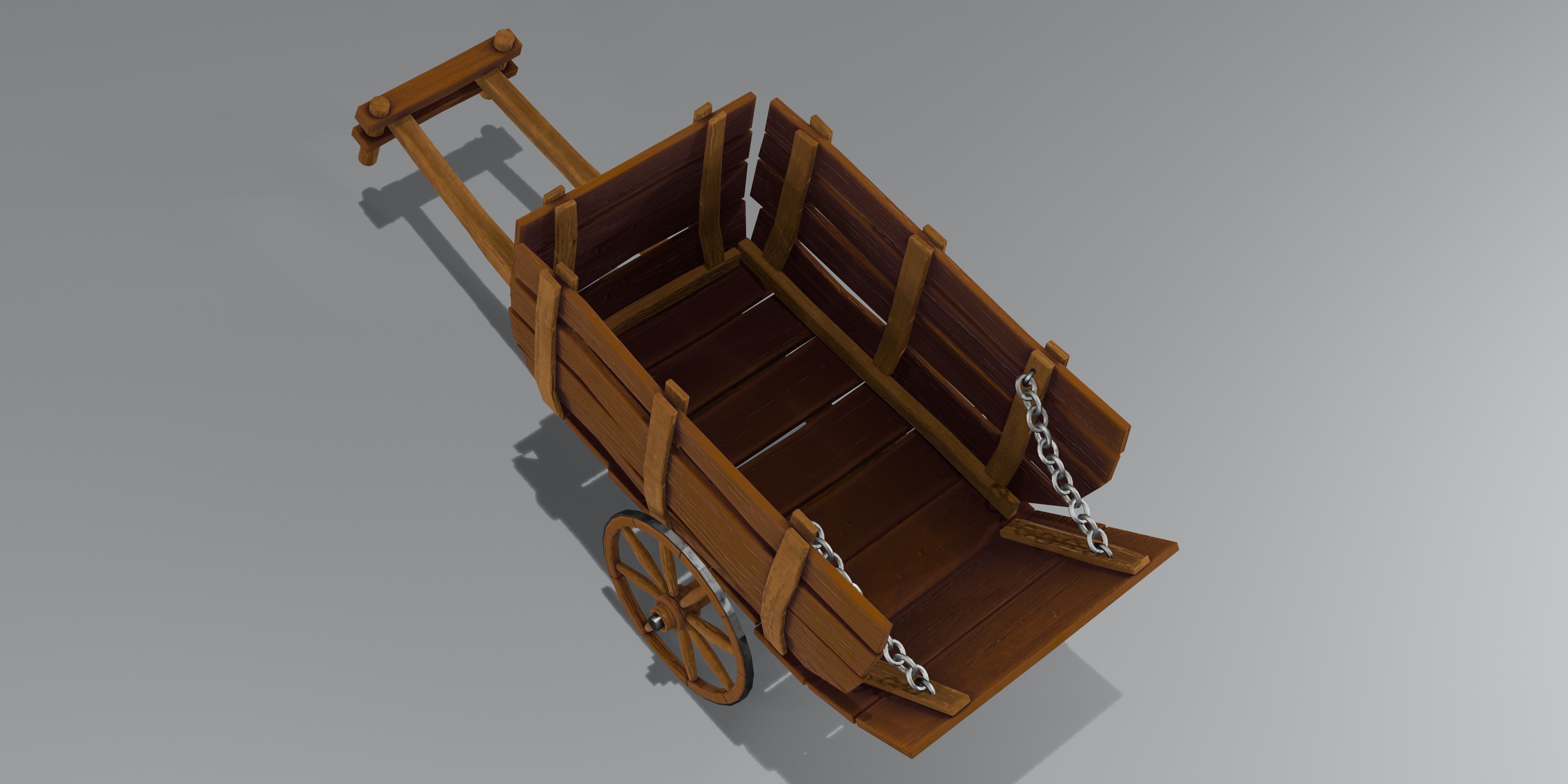 Wooden Stylized Carts Low-poly 3D model_10