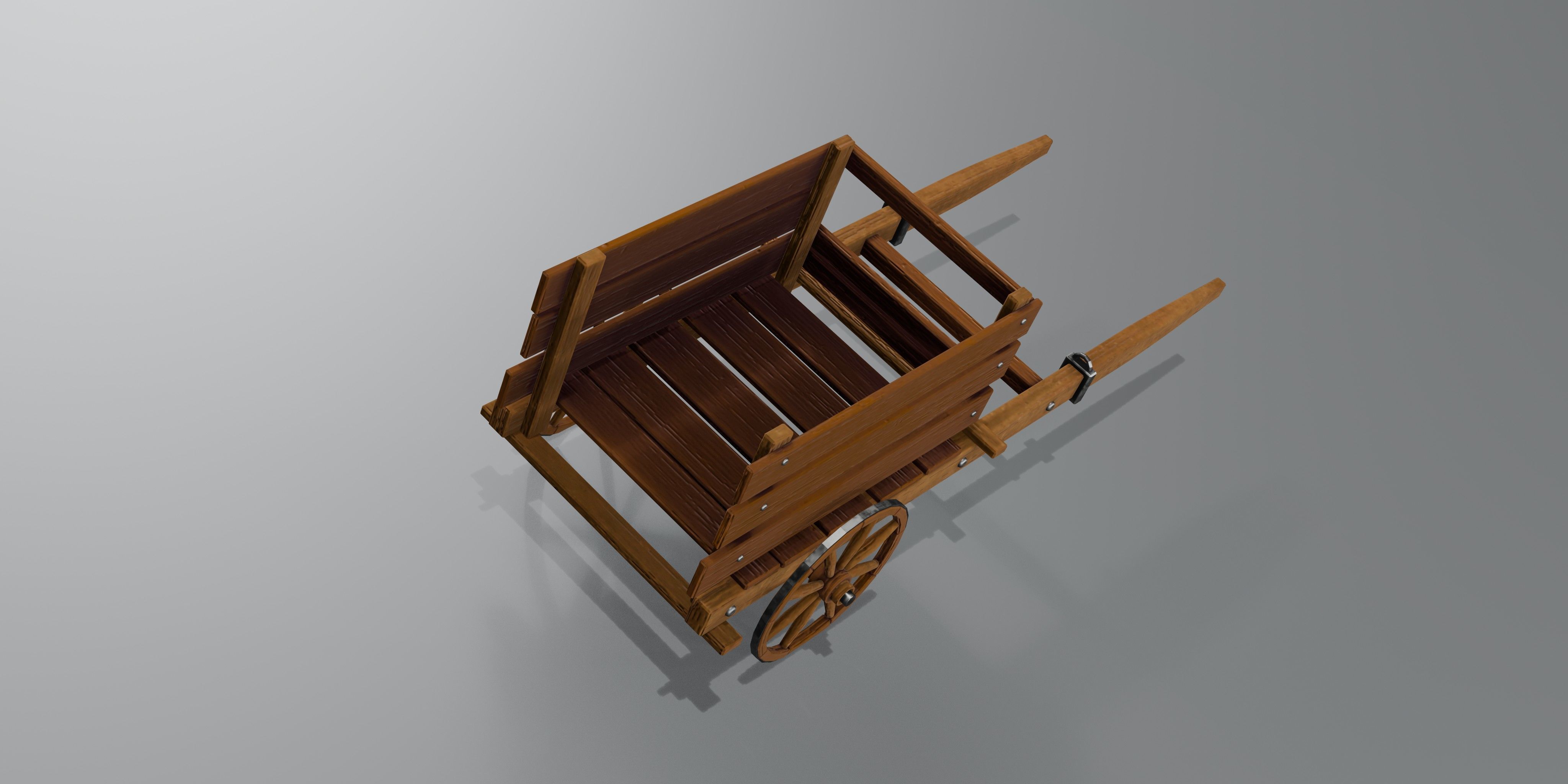 Wooden Stylized Carts Low-poly 3D model_8