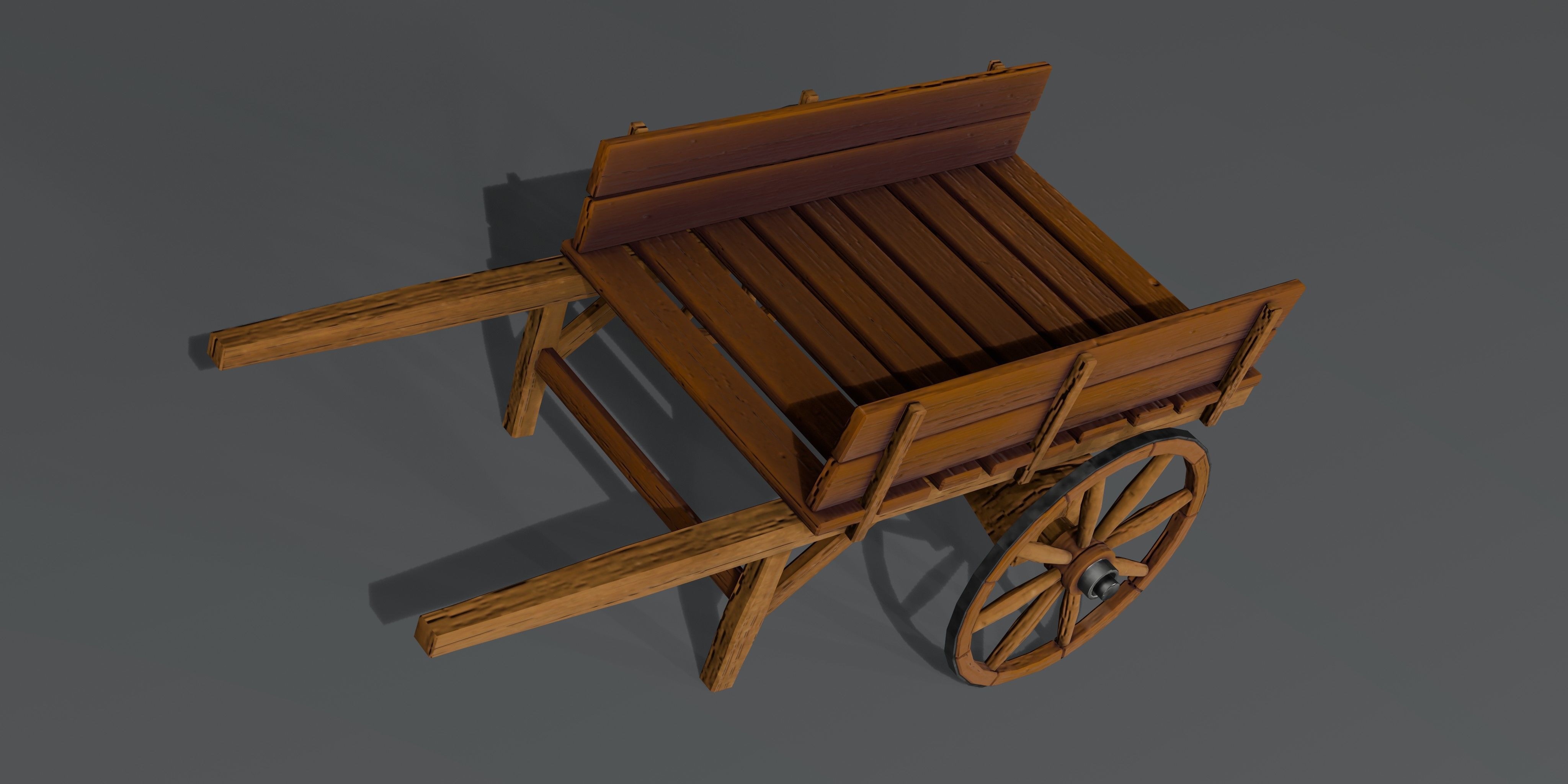 Wooden Stylized Carts Low-poly 3D model_3