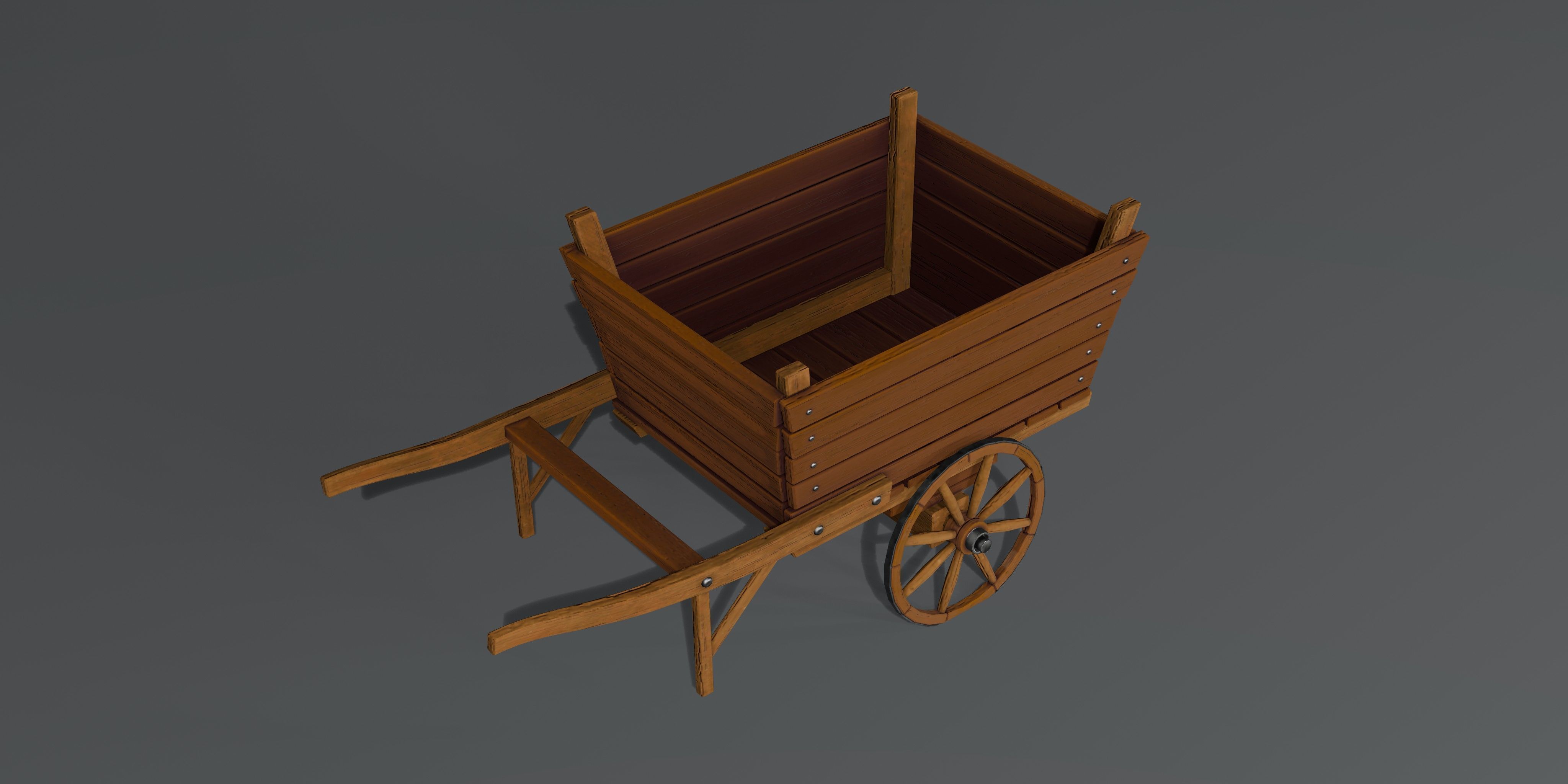 Wooden Stylized Carts Low-poly 3D model_5