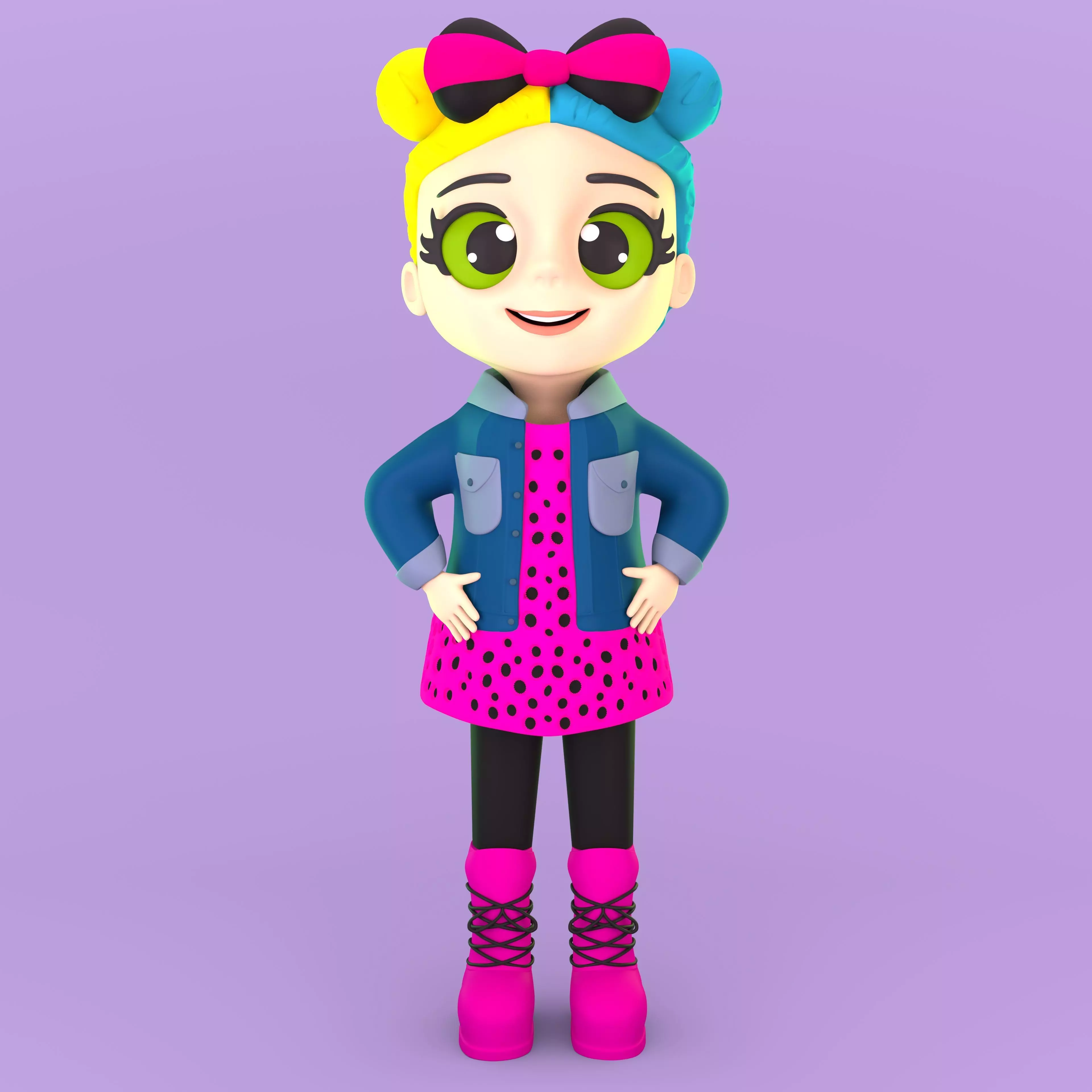 3D Cartoon girl Low-poly 3D model