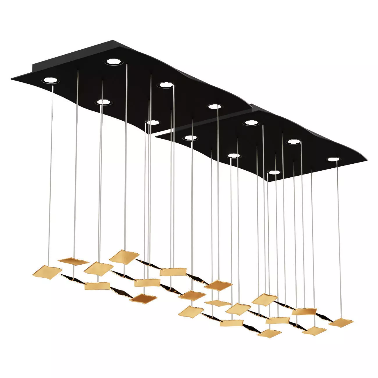 Manta Rey LED chandelier in brass 3D model_0