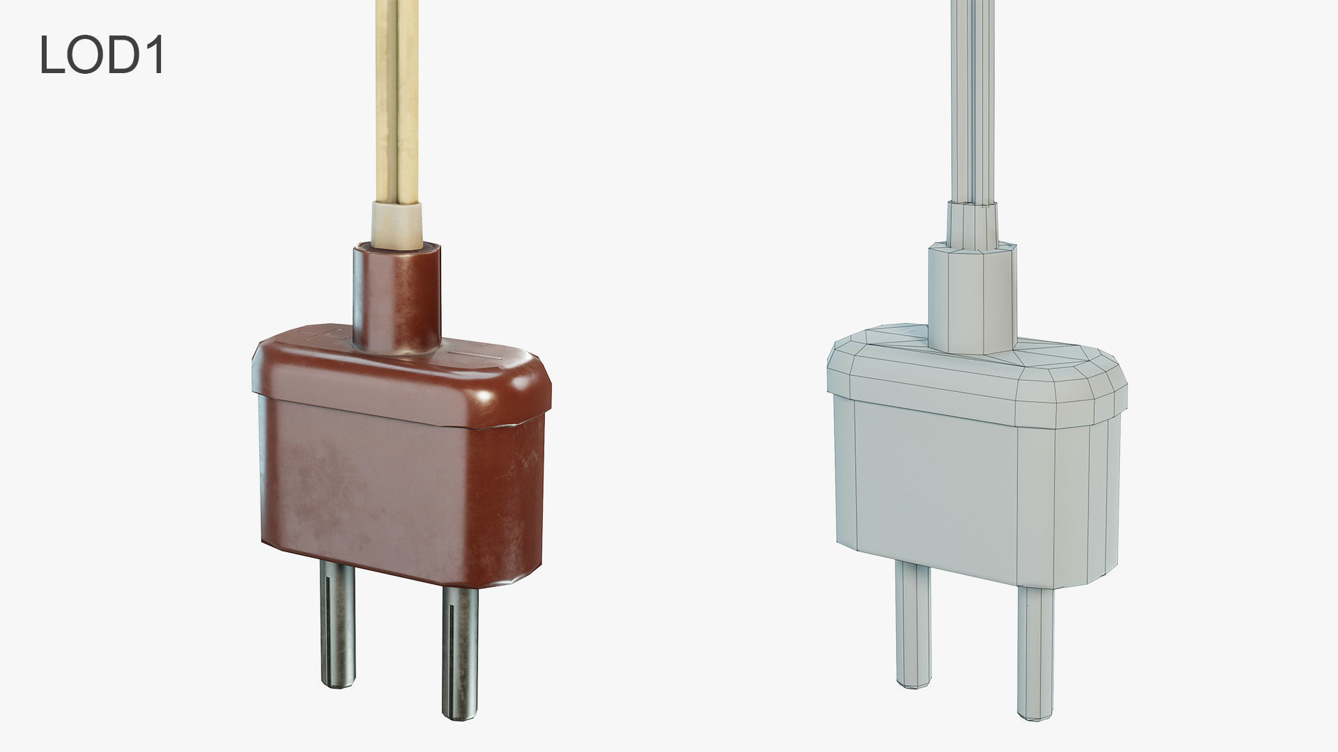 Vintage Electrical Plug Type C Low-poly 3D model_5