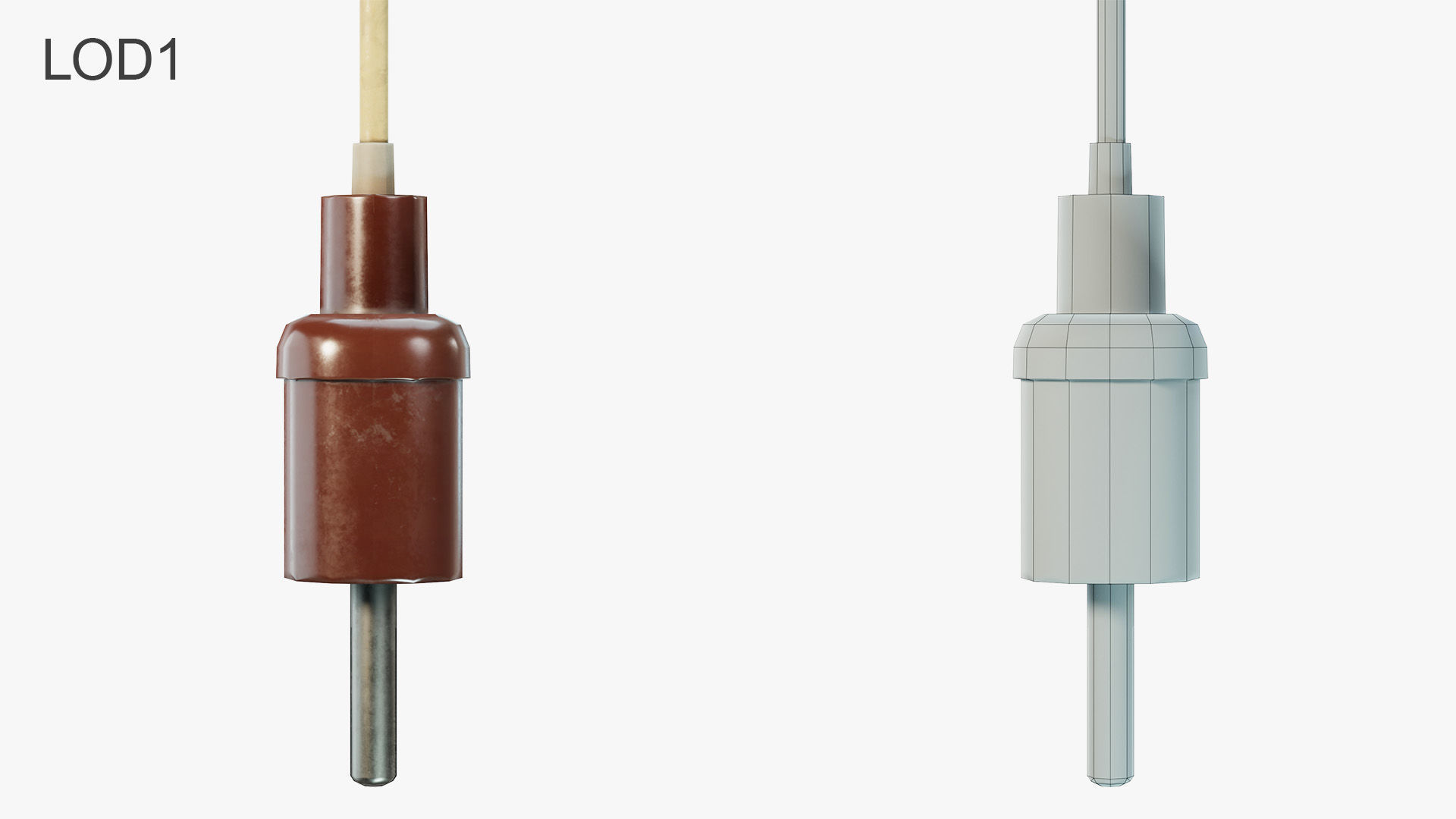 Vintage Electrical Plug Type C Low-poly 3D model_11