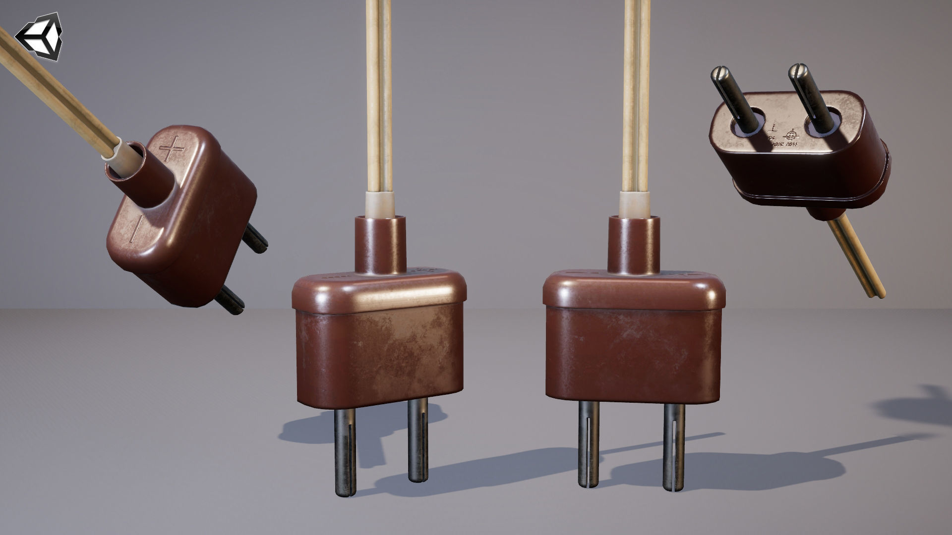 Vintage Electrical Plug Type C Low-poly 3D model_13