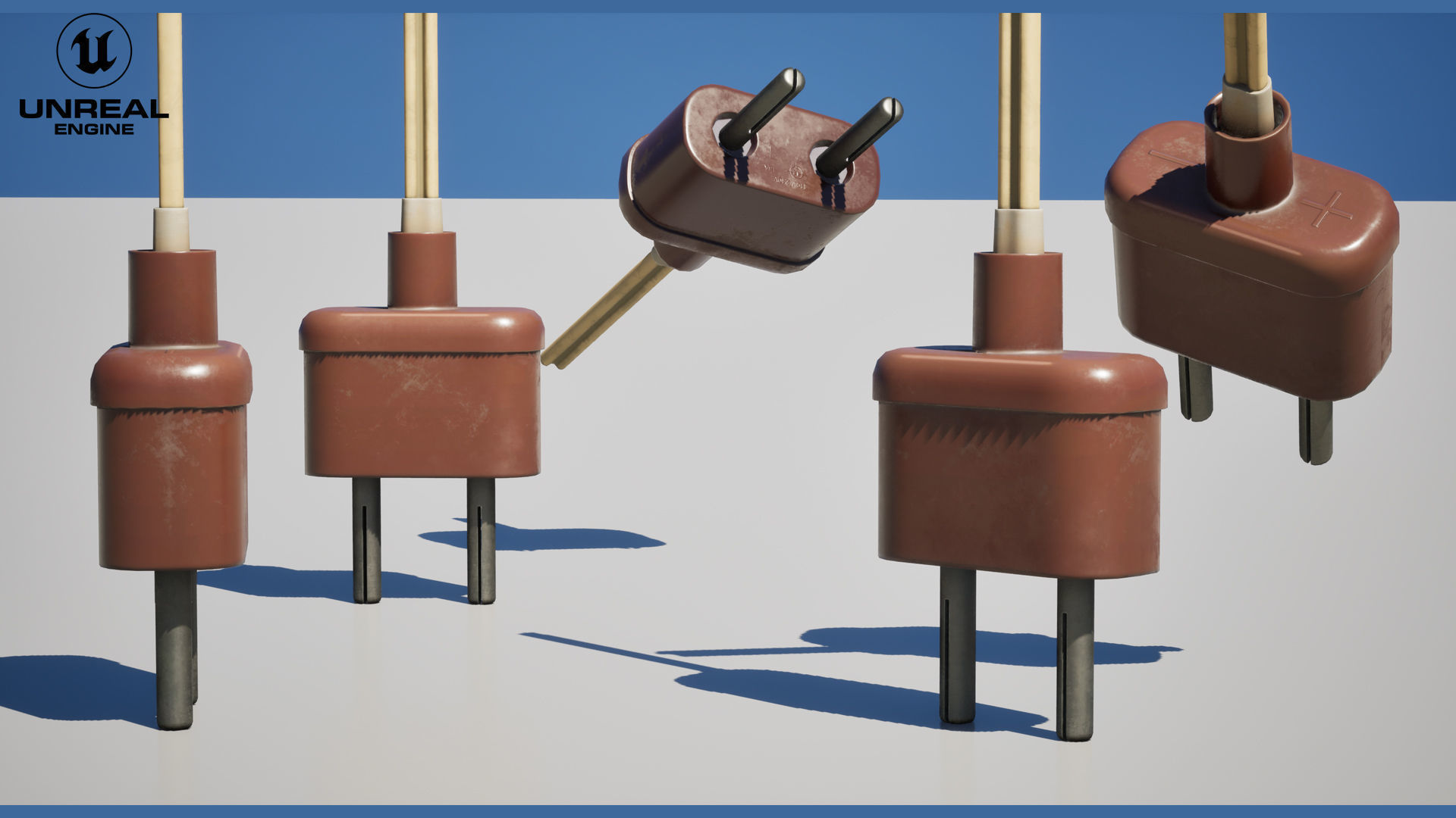 Vintage Electrical Plug Type C Low-poly 3D model_12