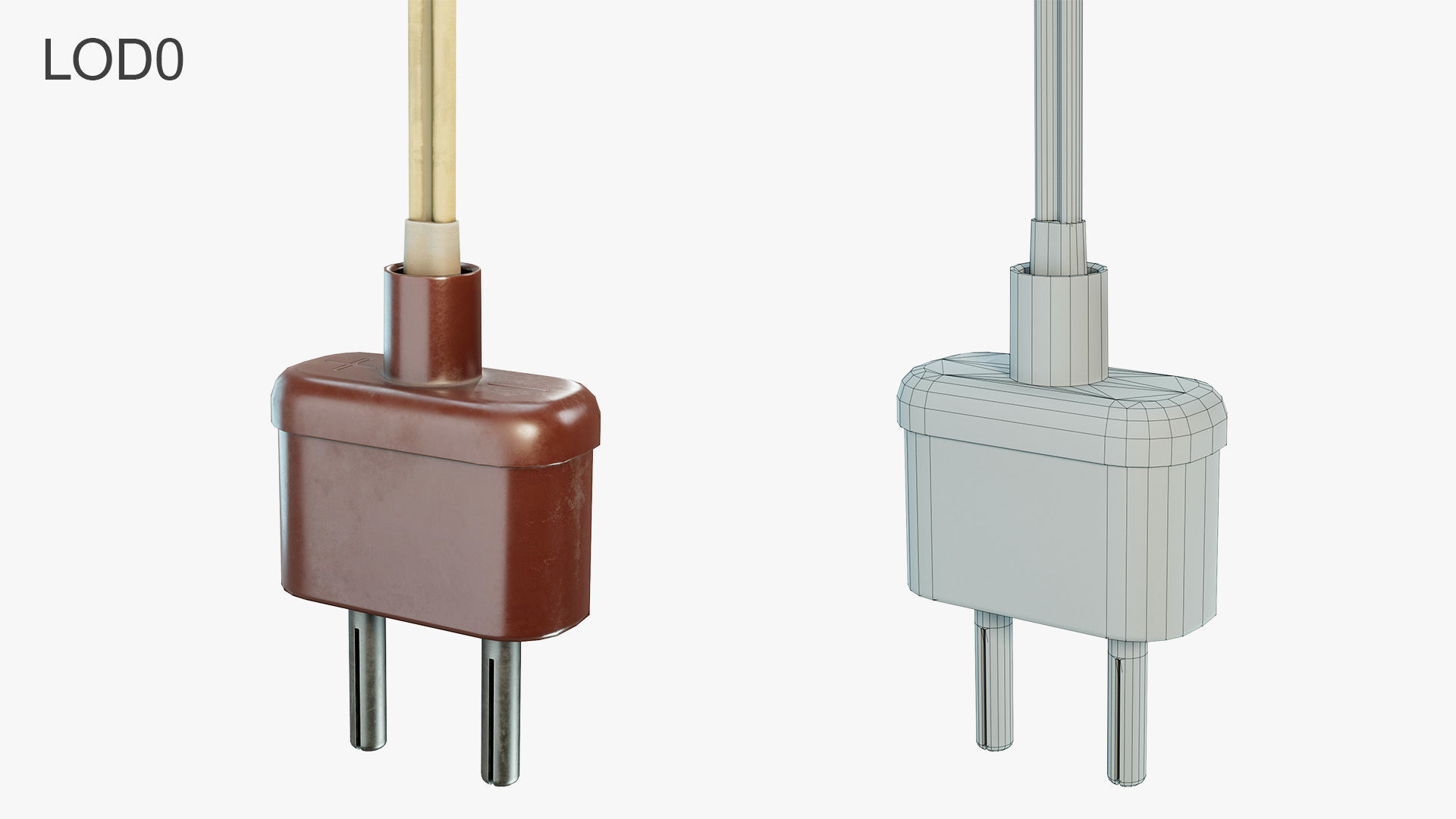 Vintage Electrical Plug Type C Low-poly 3D model_4
