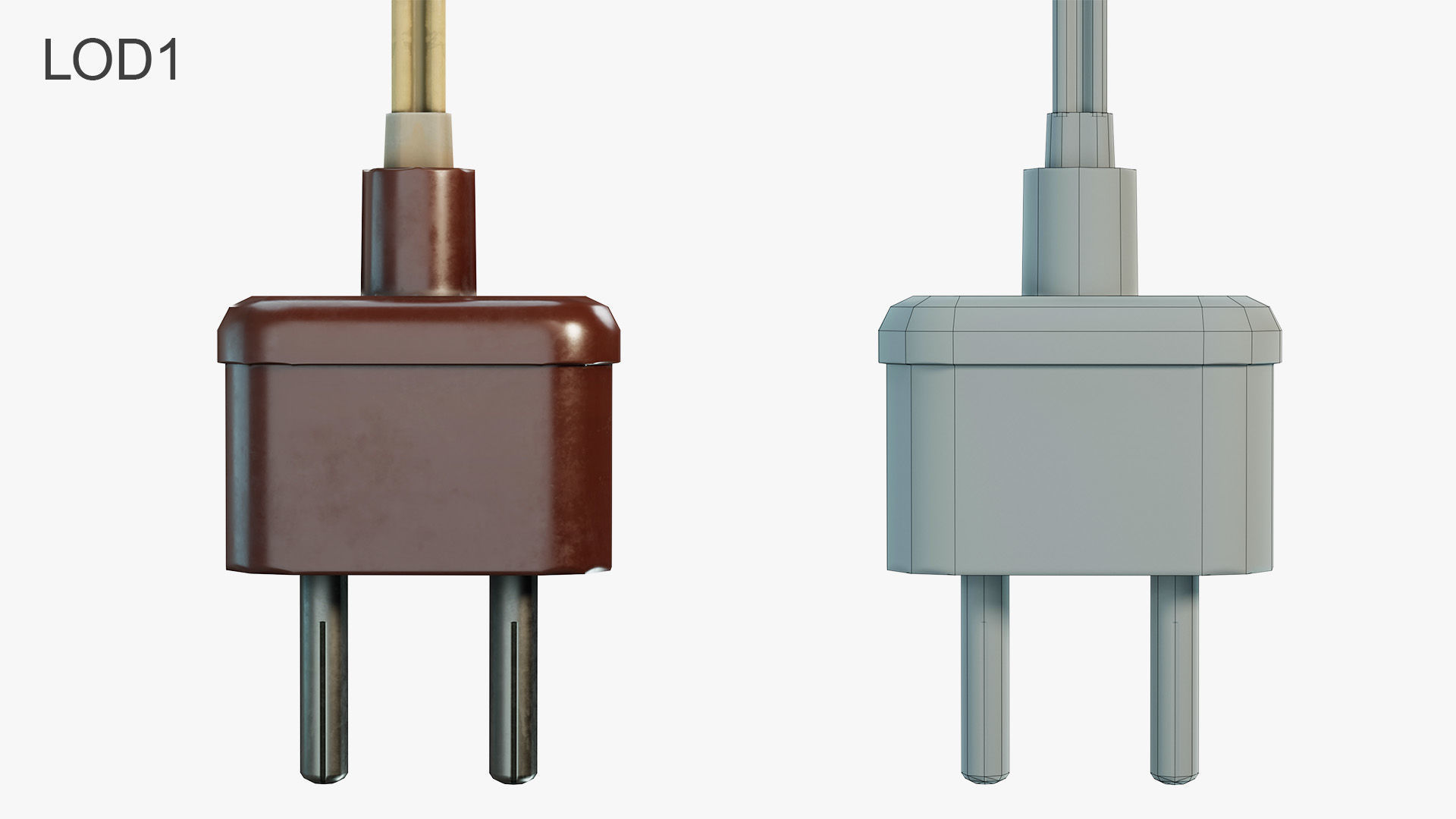 Vintage Electrical Plug Type C Low-poly 3D model_9