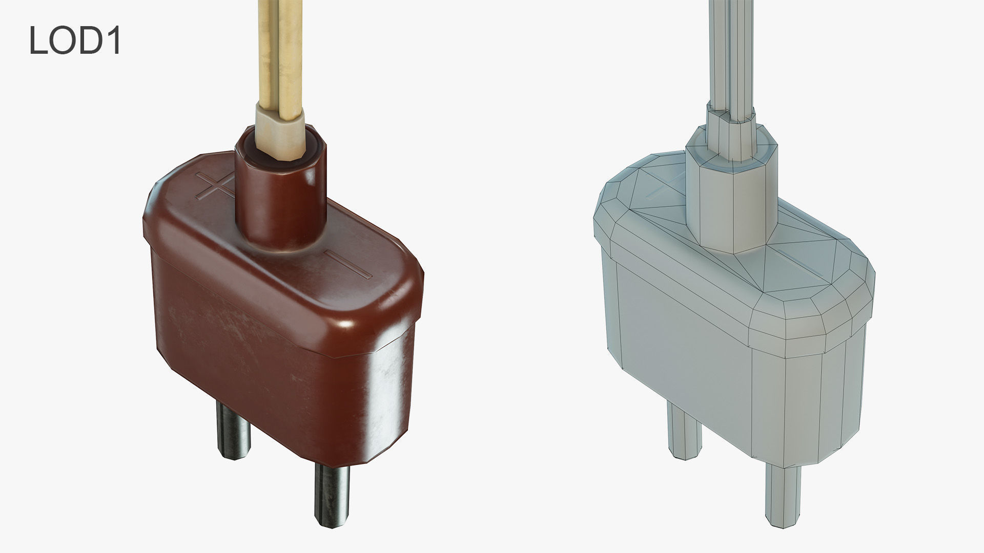 Vintage Electrical Plug Type C Low-poly 3D model_7
