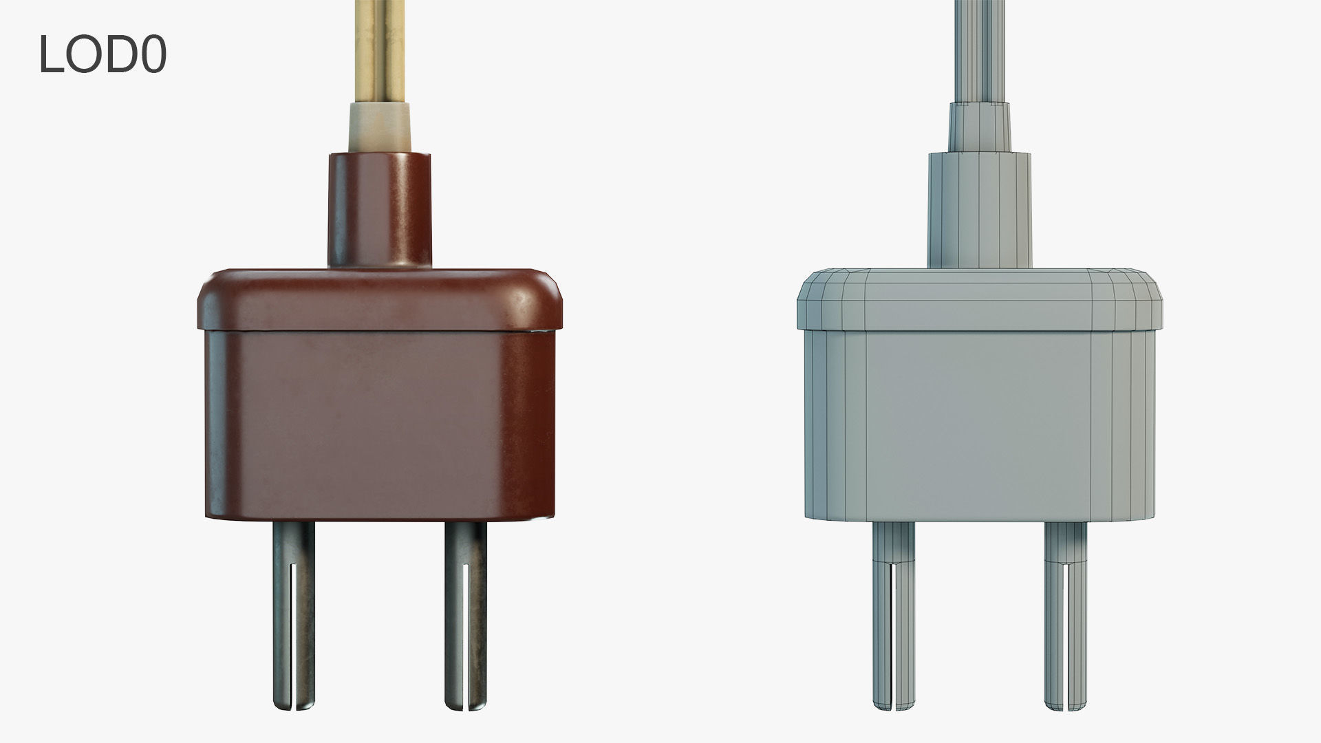 Vintage Electrical Plug Type C Low-poly 3D model_8