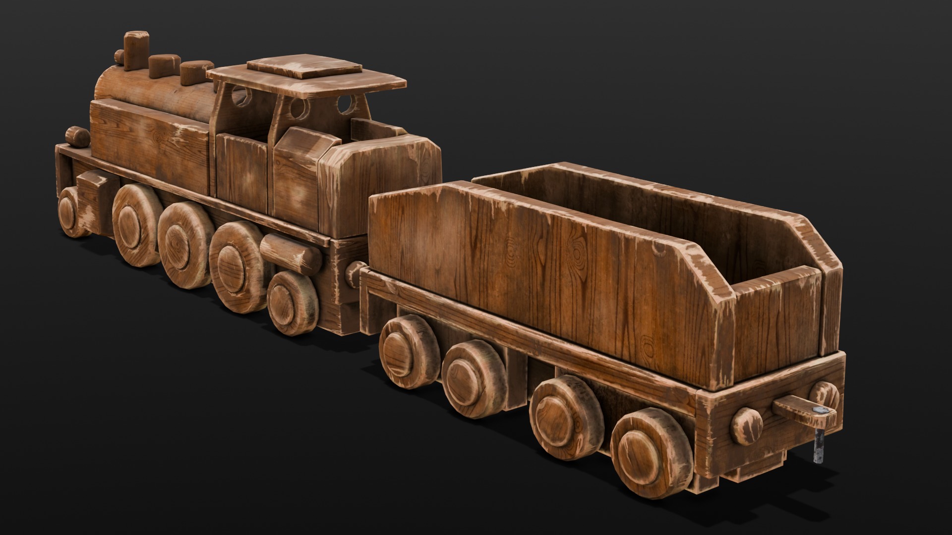  Wooden Train 3D Model  Low-poly 3D model_25