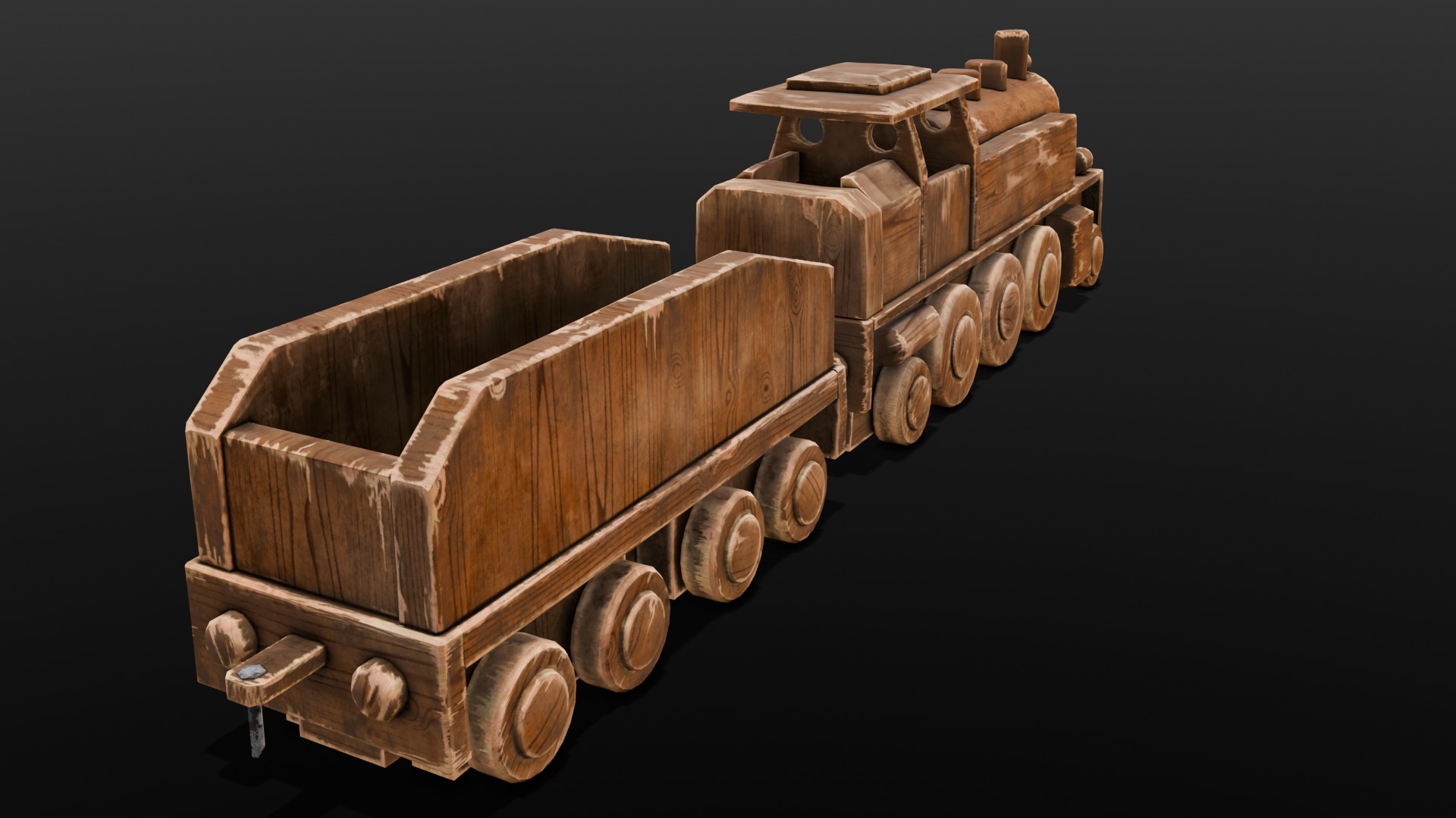  Wooden Train 3D Model  Low-poly 3D model_7