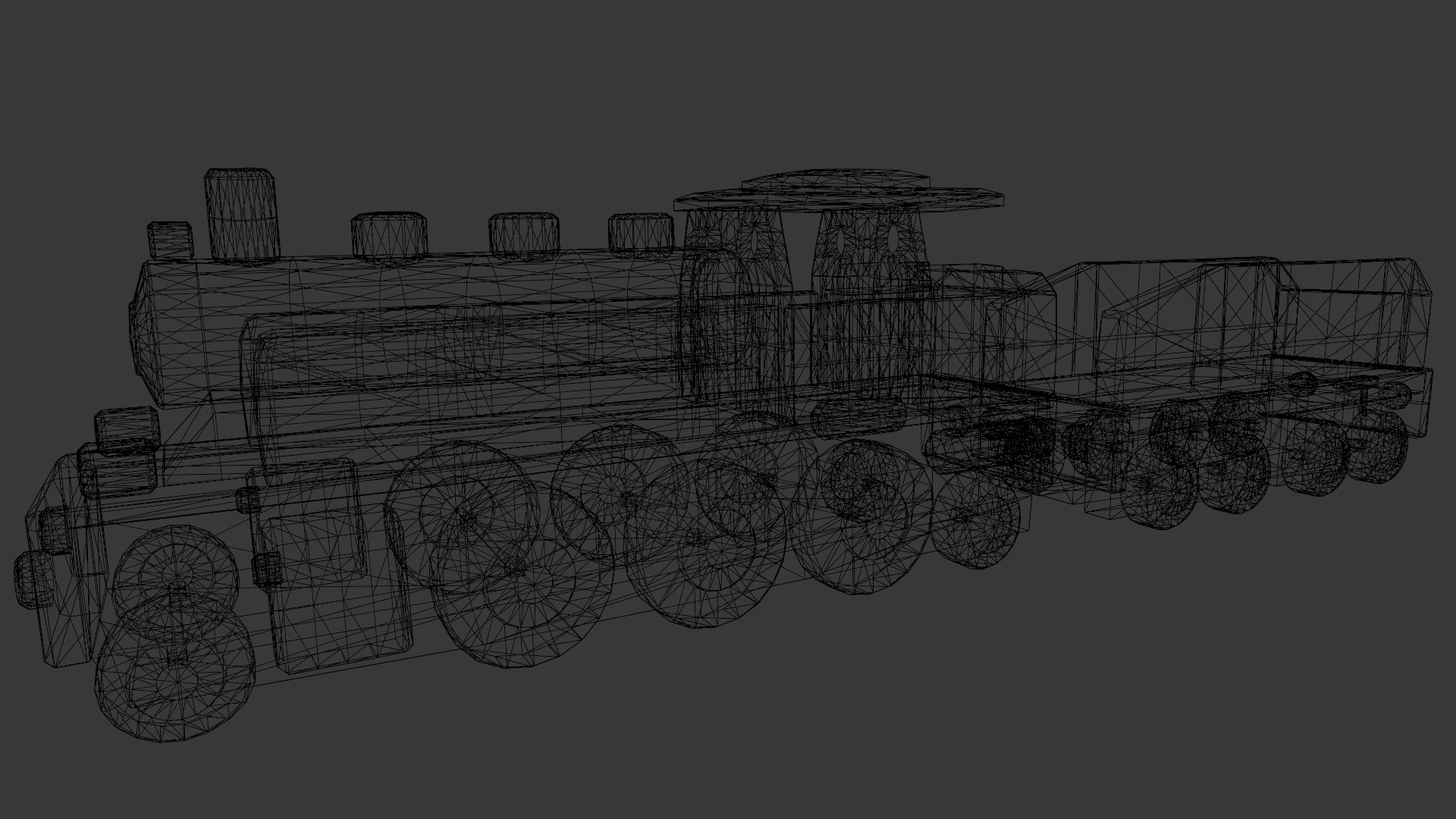  Wooden Train 3D Model  Low-poly 3D model_16