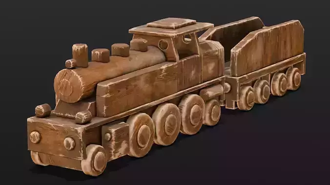  Wooden Train 3D Model 