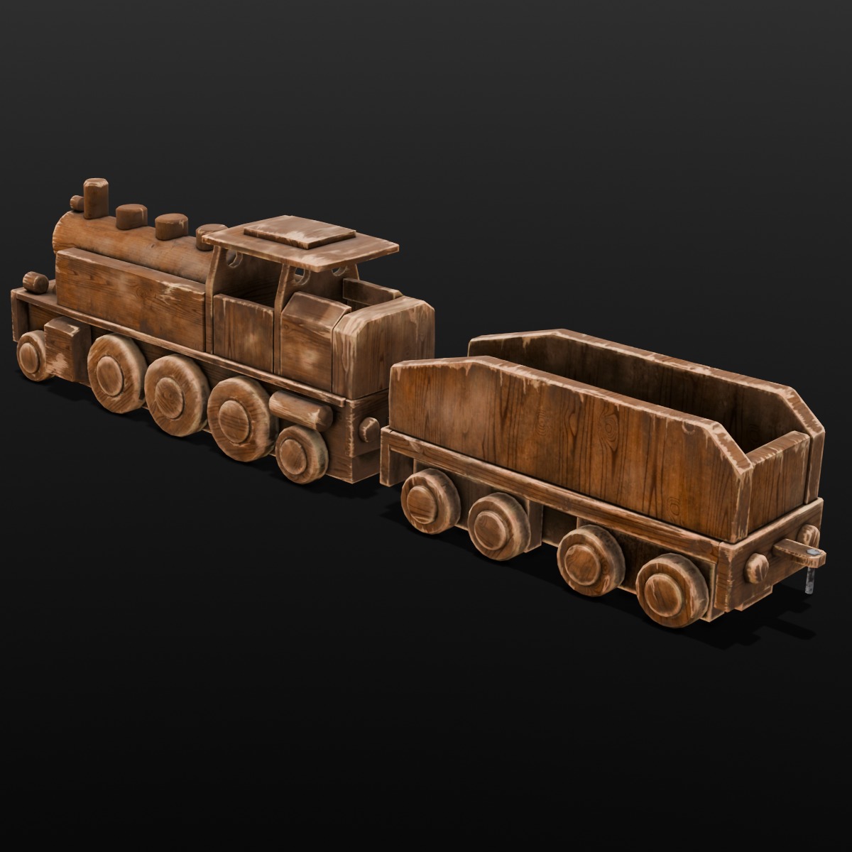  Wooden Train 3D Model  Low-poly 3D model_14