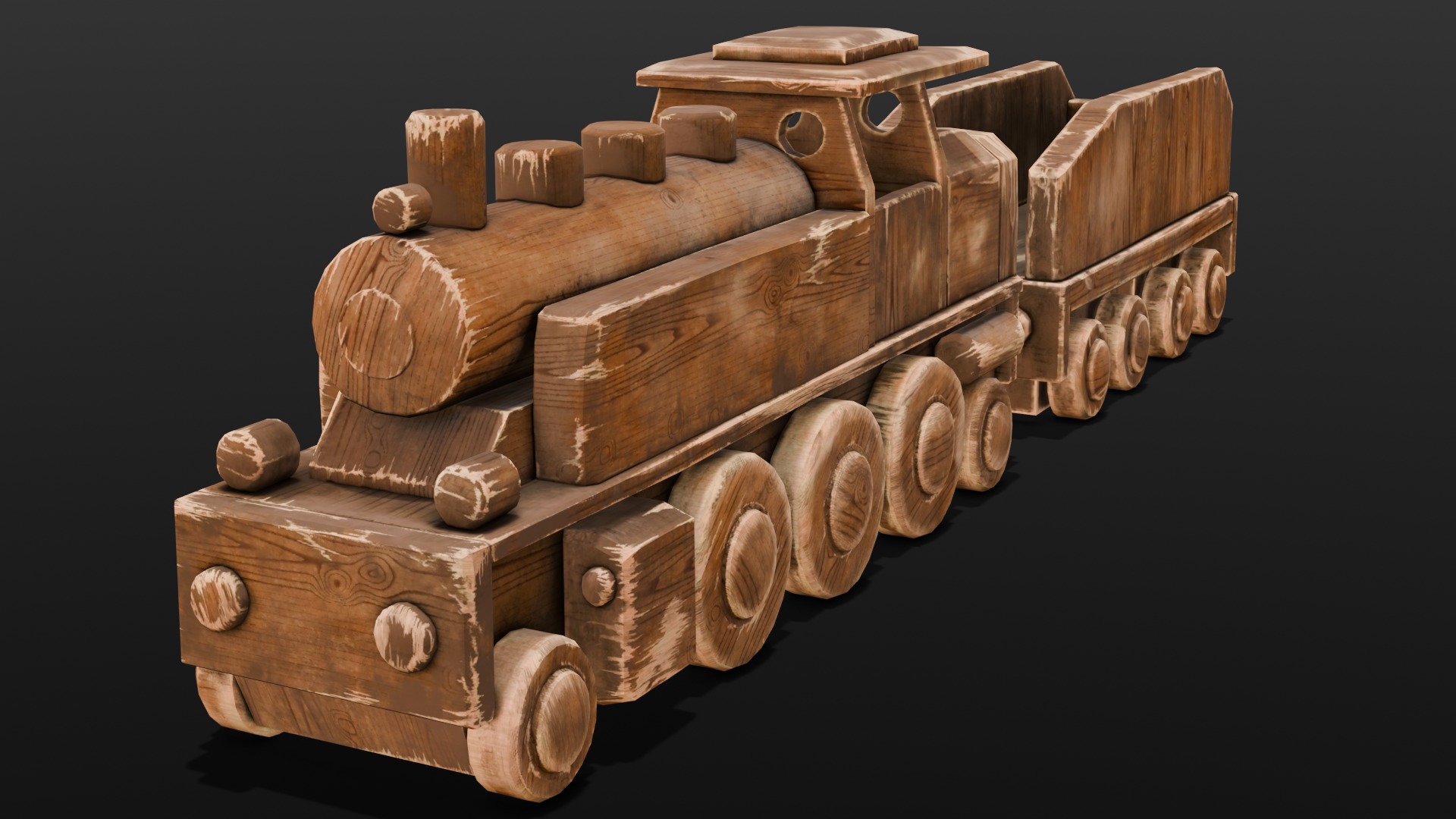  Wooden Train 3D Model  Low-poly 3D model_24
