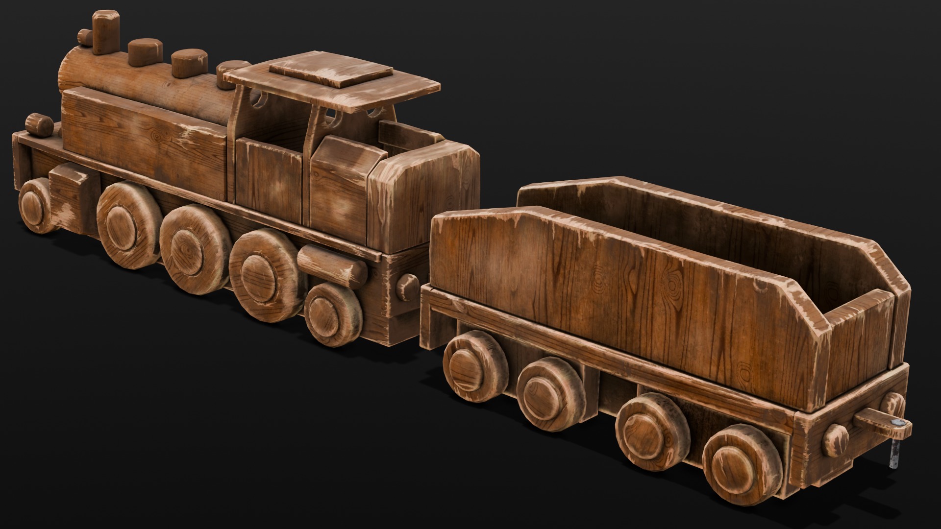  Wooden Train 3D Model  Low-poly 3D model_15