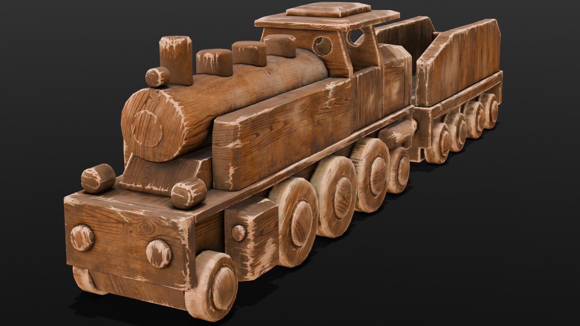  Wooden Train 3D Model  Low-poly 3D model_23