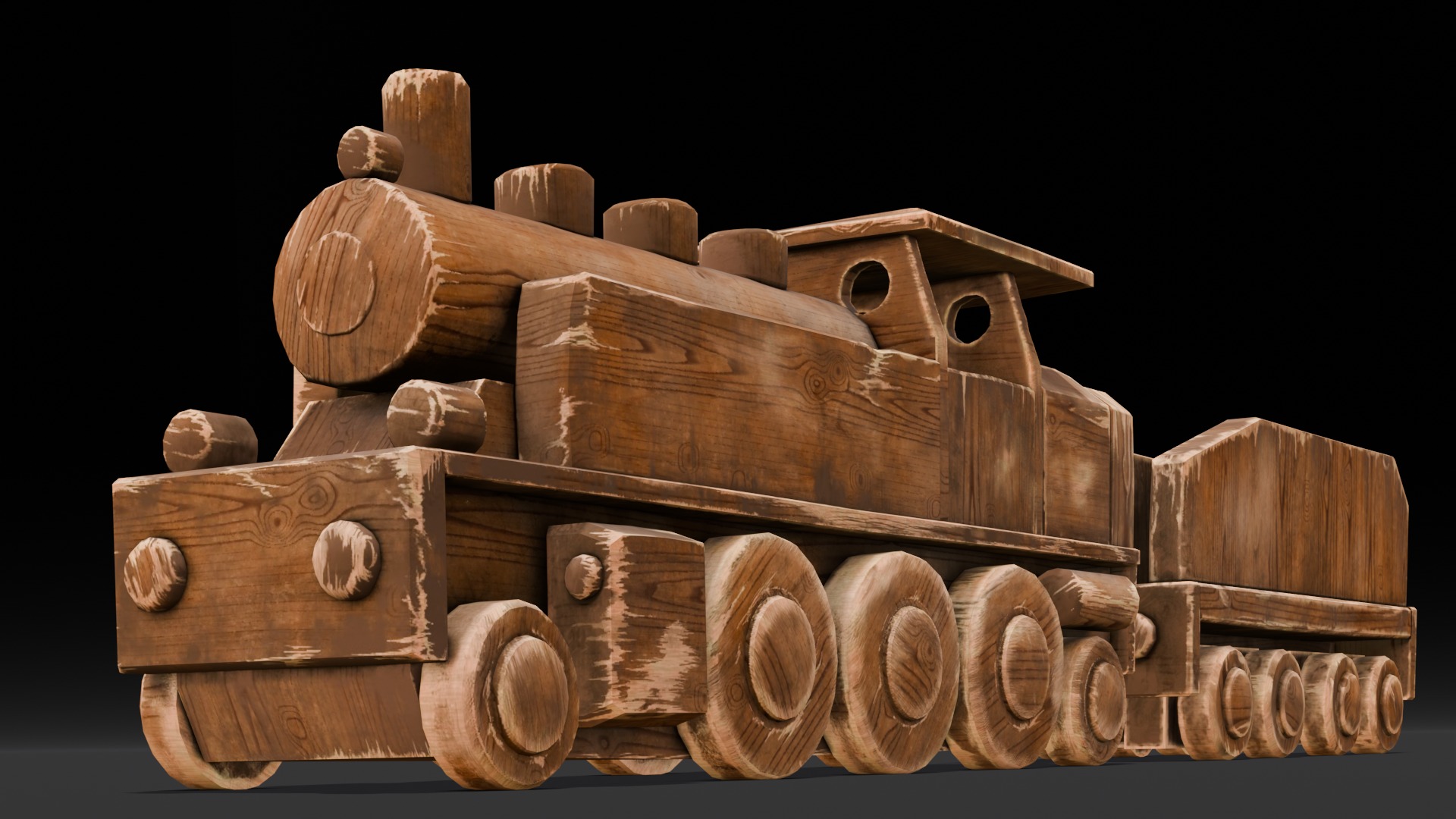  Wooden Train 3D Model  Low-poly 3D model_11