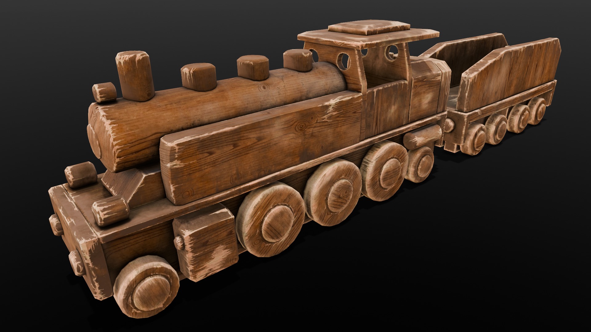  Wooden Train 3D Model  Low-poly 3D model_20