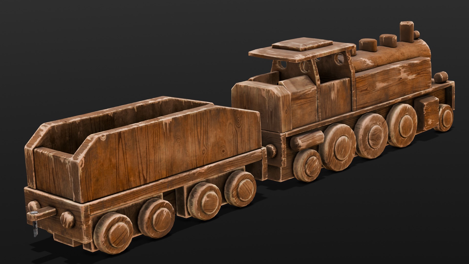  Wooden Train 3D Model  Low-poly 3D model_26