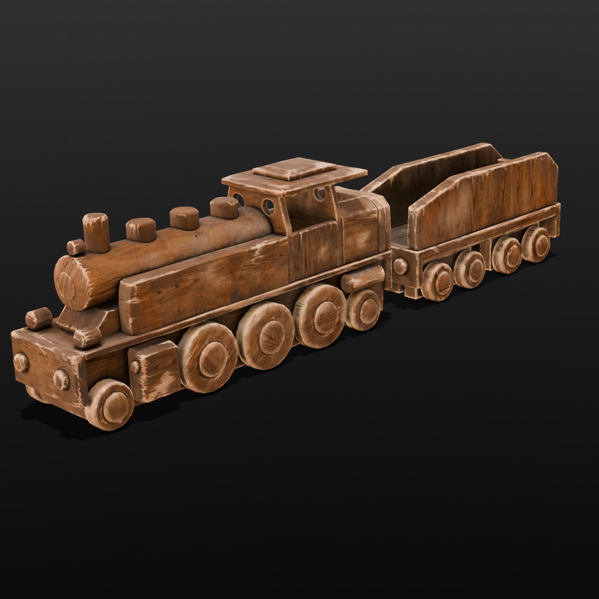  Wooden Train 3D Model  Low-poly 3D model_13