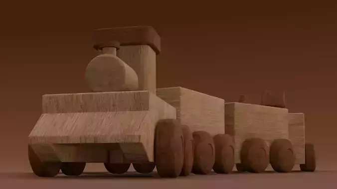 Wooden Train 2 3D Model 