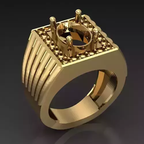 Diamond Signet Ring For Mens 3D print model 3D print model