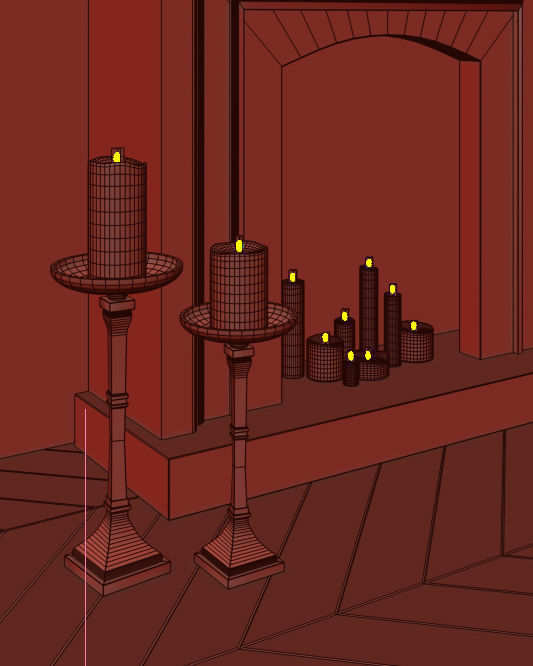 Dark Neoclassic interior scene 3D model_9