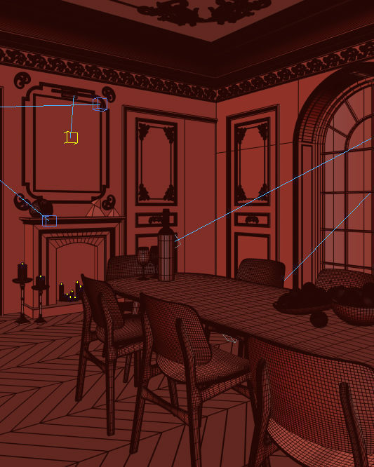 Dark Neoclassic interior scene 3D model_11