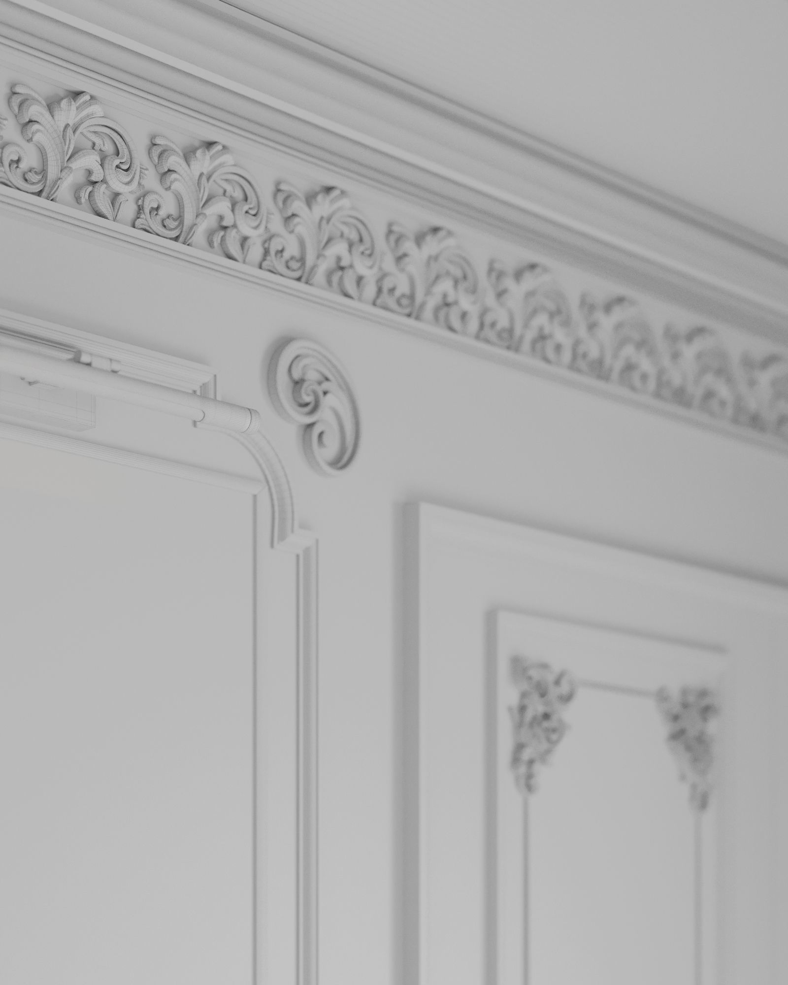 Dark Neoclassic interior scene 3D model_7