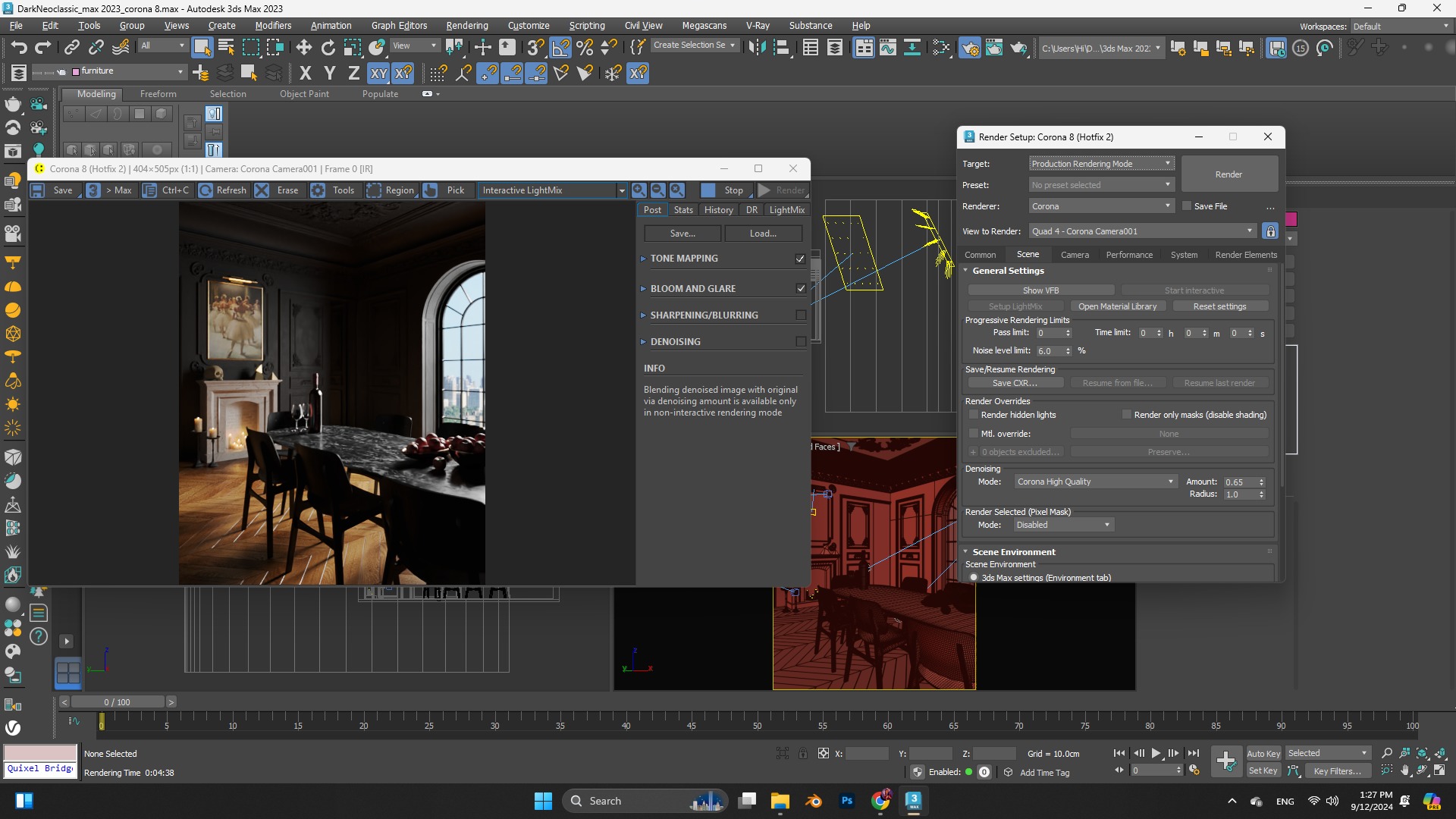 Dark Neoclassic interior scene 3D model_13