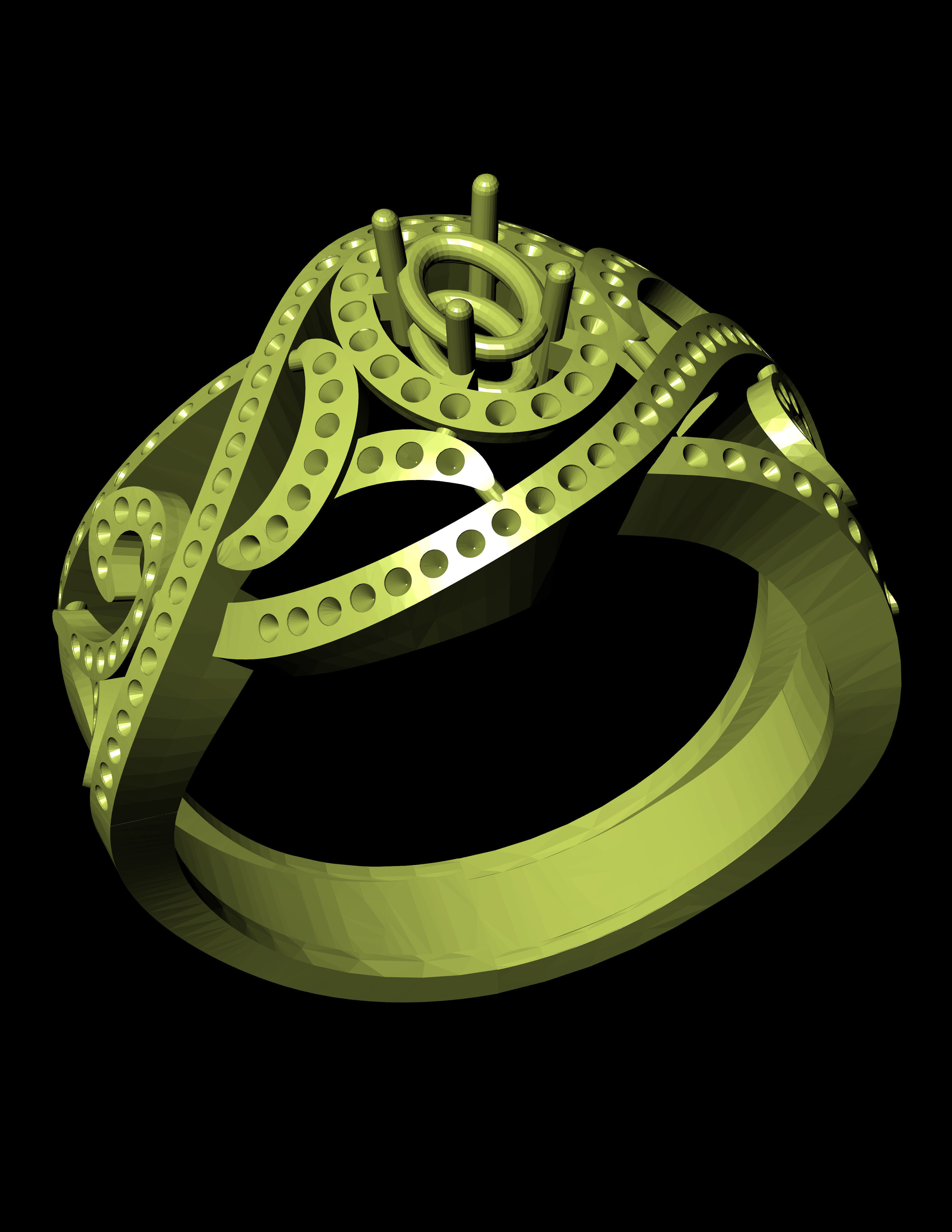 Diamond Ring For Women 3D print model 3D print model_2