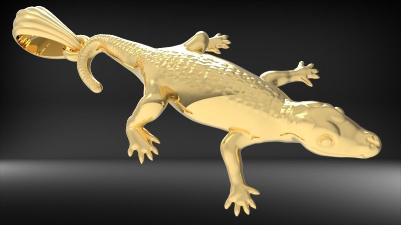 crocodile Alligator pendant 3D print model_10