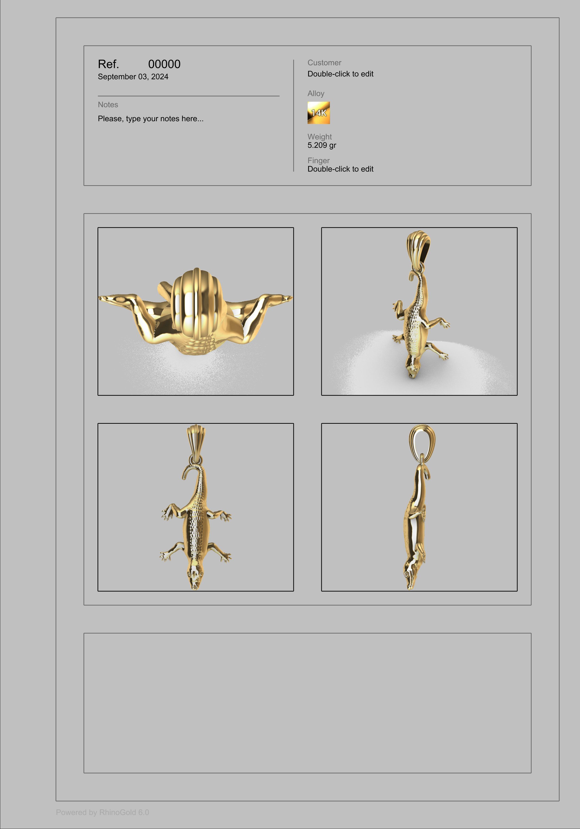 crocodile Alligator pendant 3D print model_13