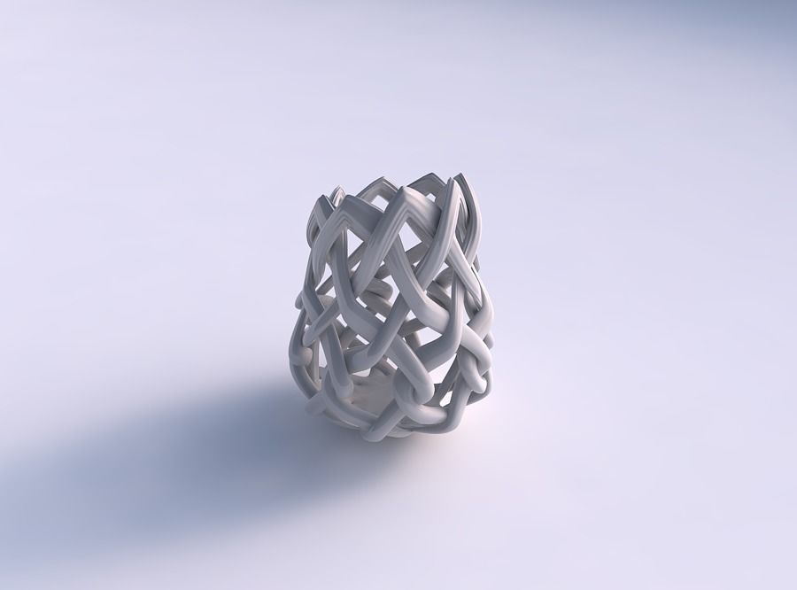 Vase wide on top part with interlacing lattice and extruded l... 3D print model_0