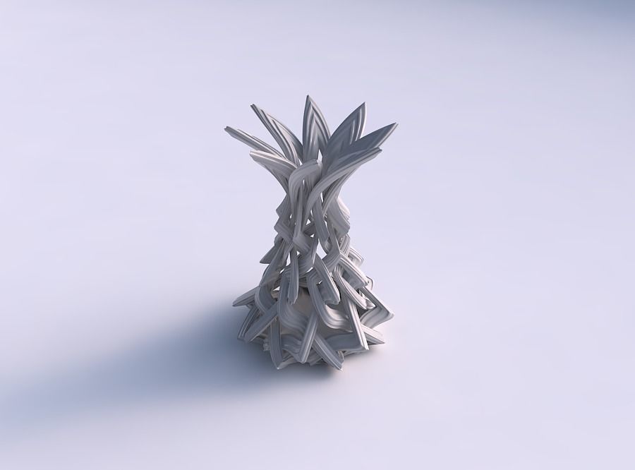 Vase with interlacing lattice and extruded lines widened top 3D print model_0