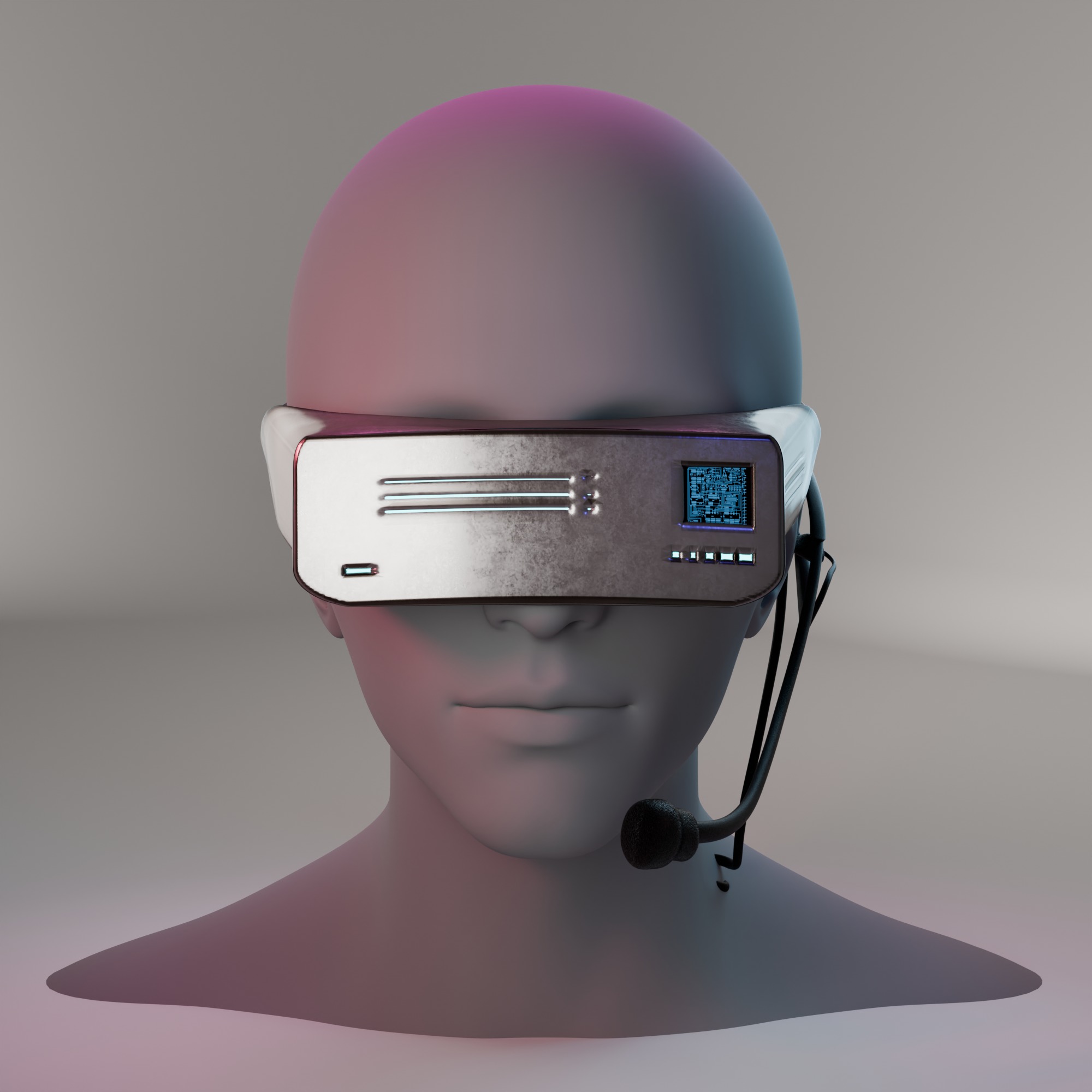Futuristic Augmented Reality Headset Low-poly 3D model_1