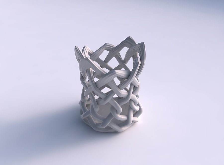 Vase wide on top part with interlacing lattice and extruded l... 3D print model_0