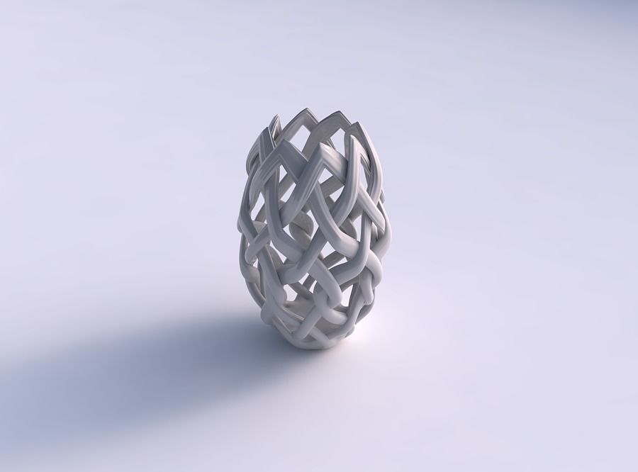 Vase wide on top part with interlacing lattice and extruded l... 3D print model_0