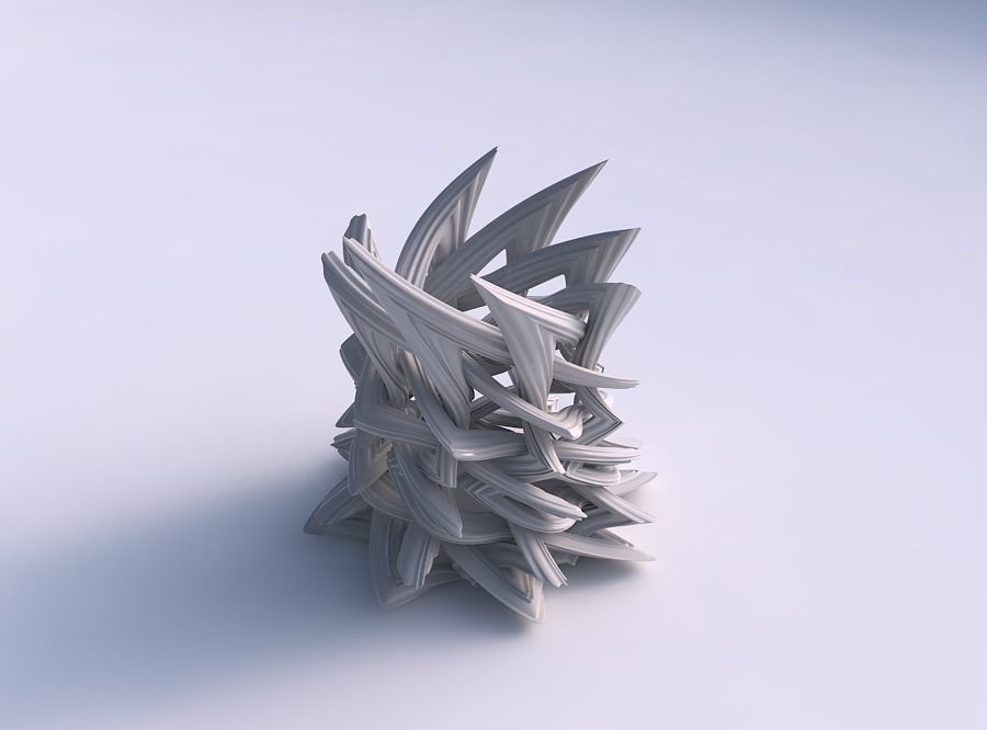 Vase widening with interlacing lattice and extruded lines twi... 3D print model_0