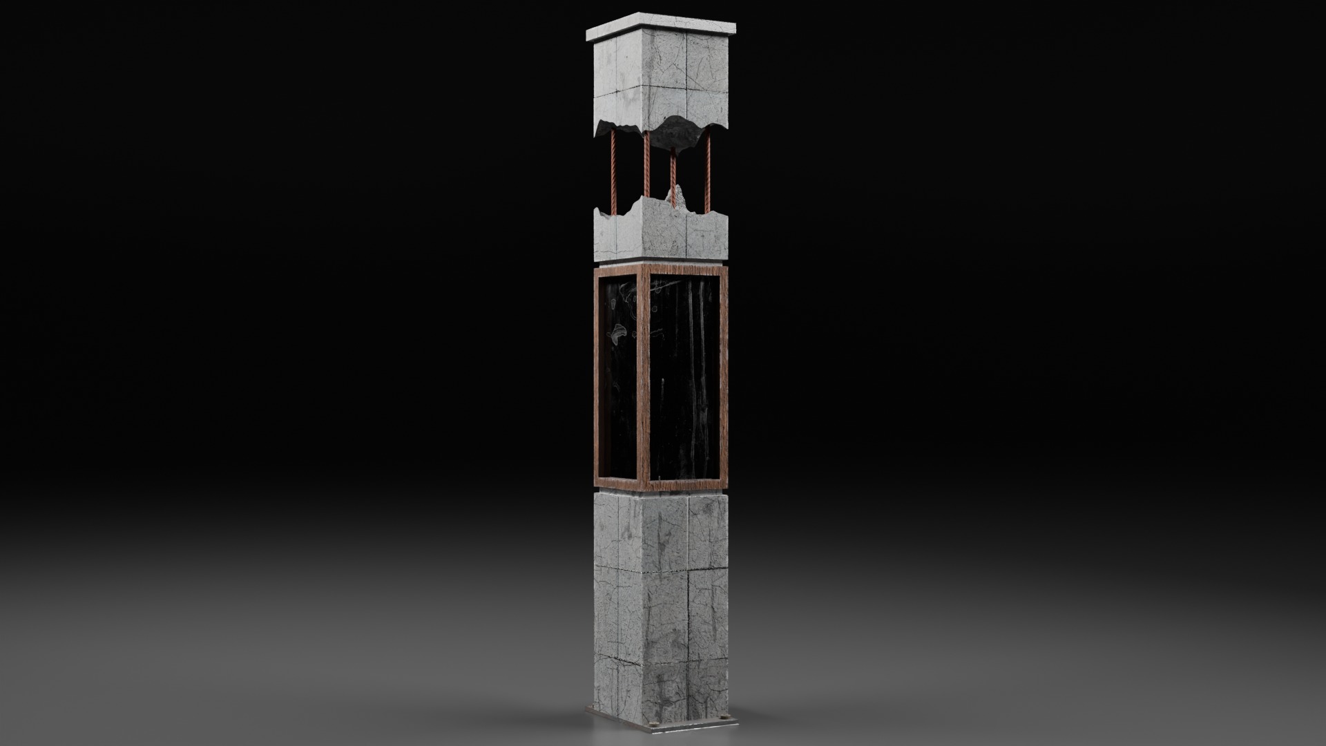 Damaged Concrete Column Pack Low-poly 3D model_10