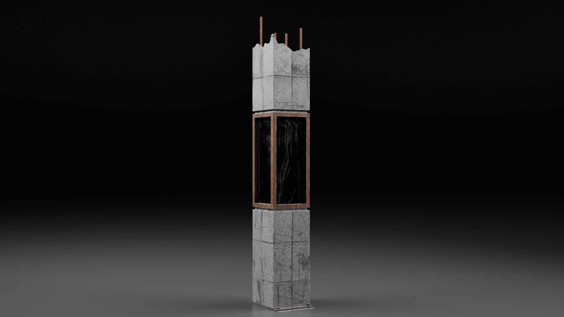 Damaged Concrete Column Pack Low-poly 3D model_8