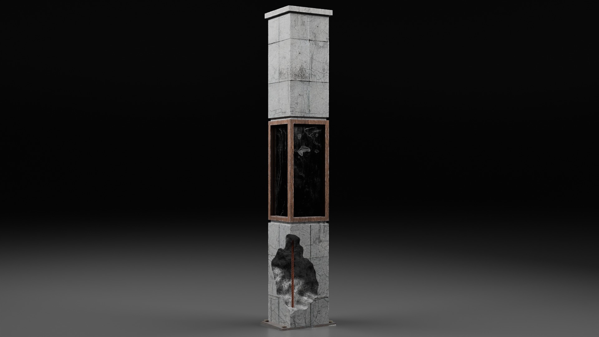 Damaged Concrete Column Pack Low-poly 3D model_7