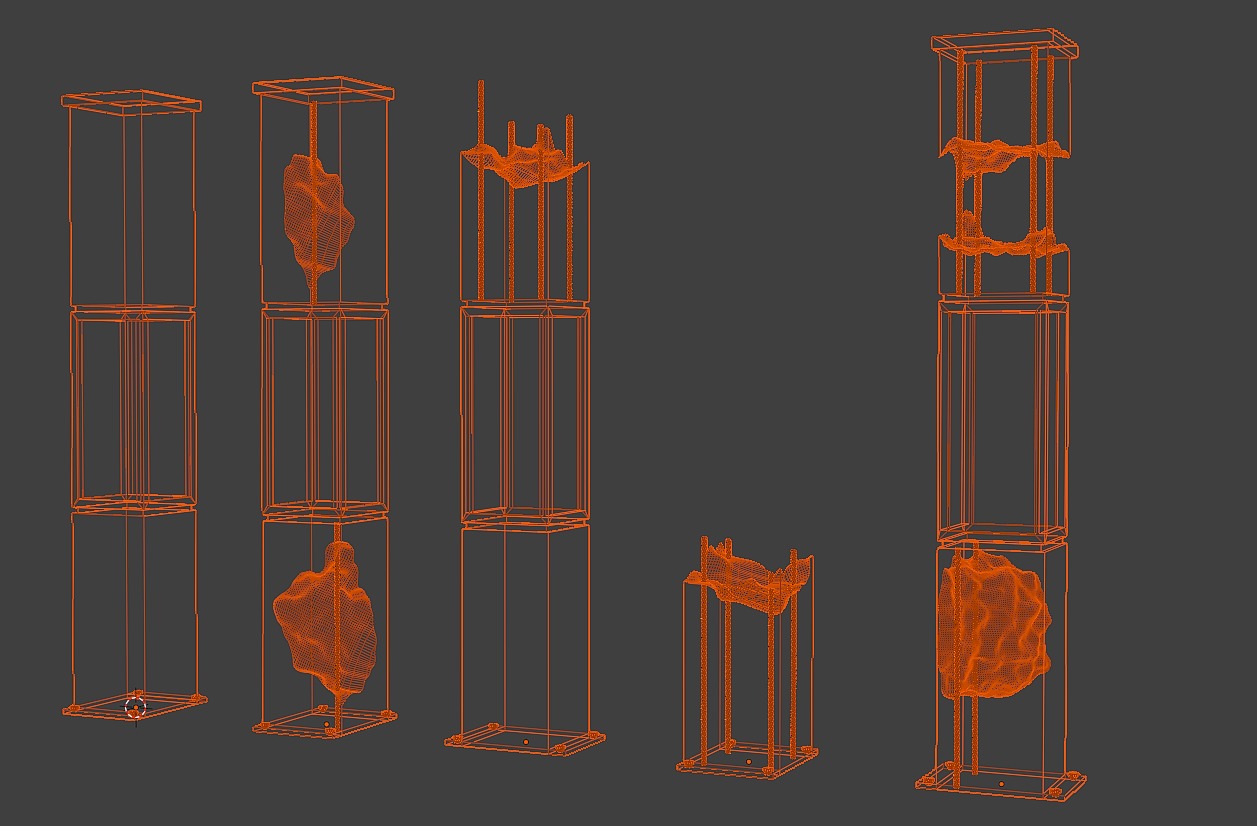 Damaged Concrete Column Pack Low-poly 3D model_13